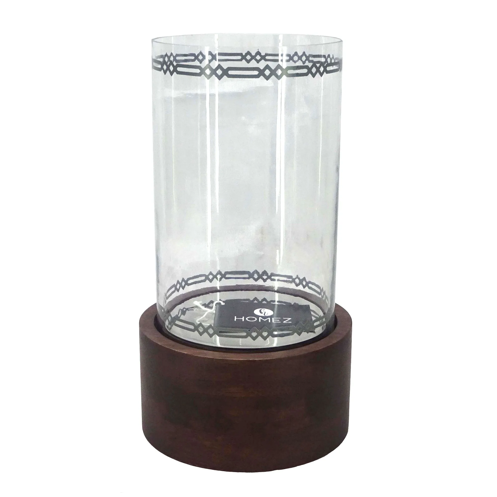 HOMZ WOOD AND GLASS VASE LARGE 13x13x29 CM