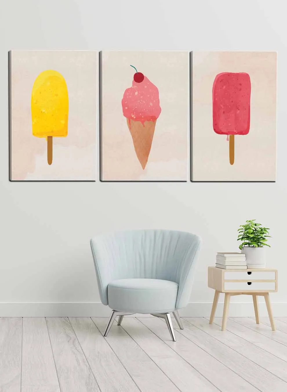 Ice Cream Paintings(set of 3)
