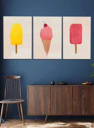 Ice Cream Paintings(set of 3)