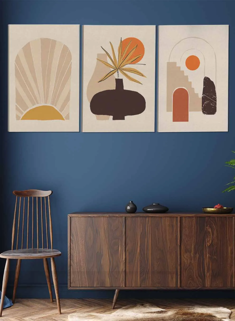 Illustration Bohemian Style Abstract Paintings(set of 3)