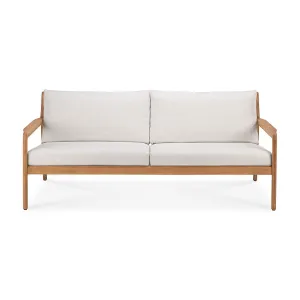 Jack Outdoor Fabric 3 Seater Sofa (Teak, Off White)