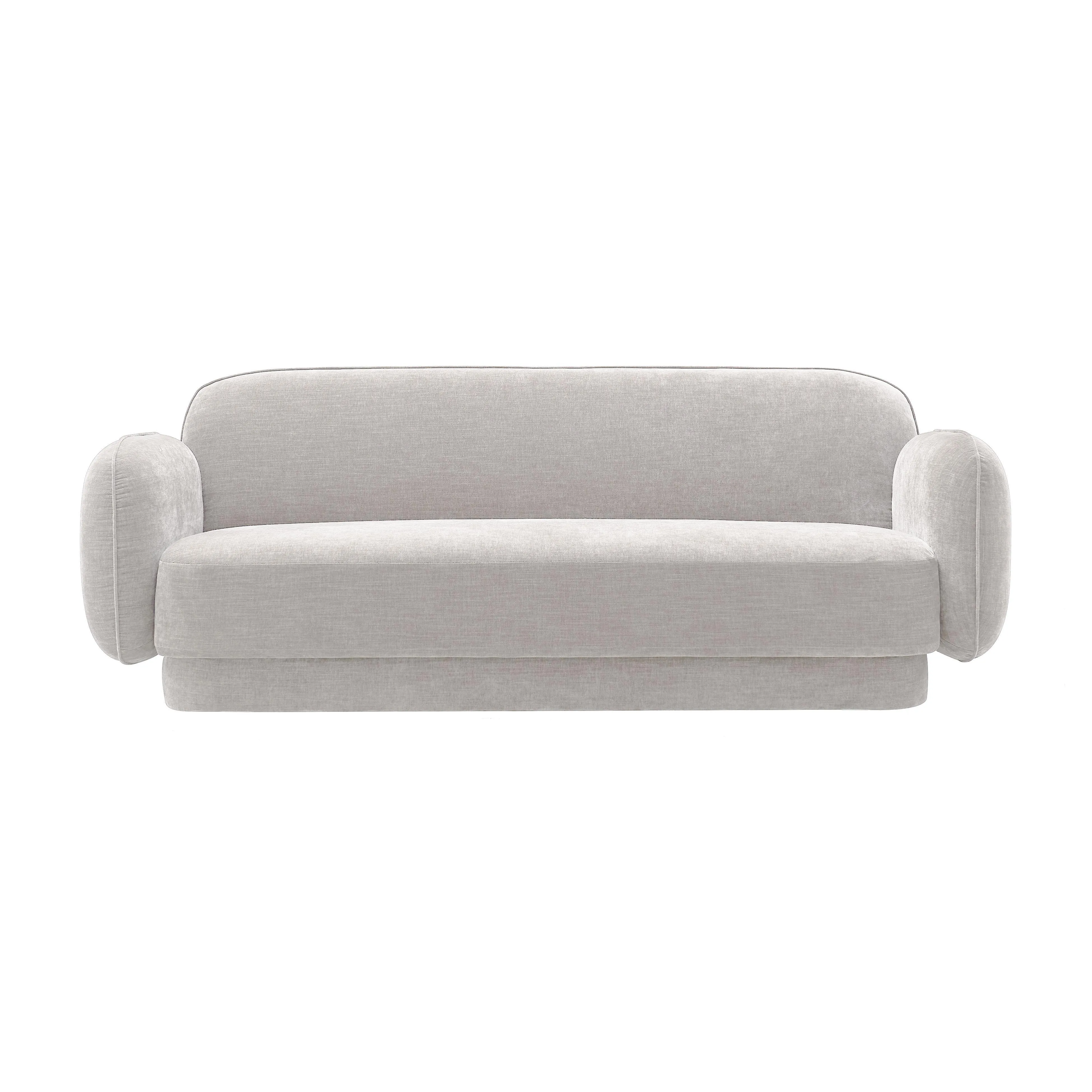 Kandor Stone Grey Textured Velvet Sofa