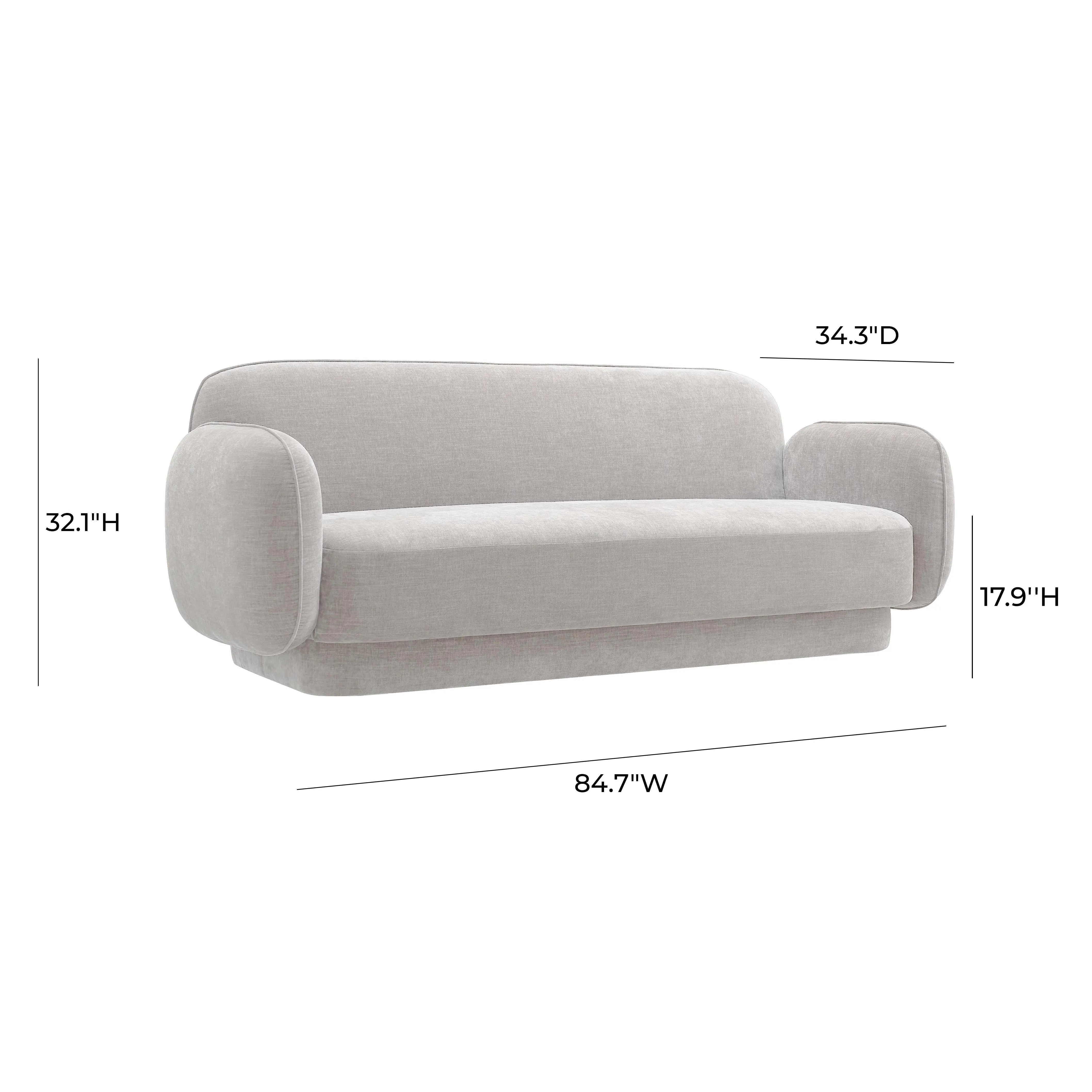 Kandor Stone Grey Textured Velvet Sofa