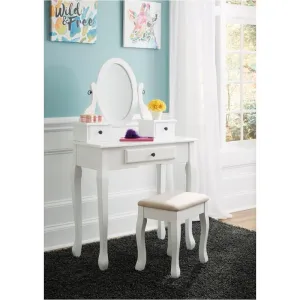 Kaslyn Vanity and Mirror with Stool