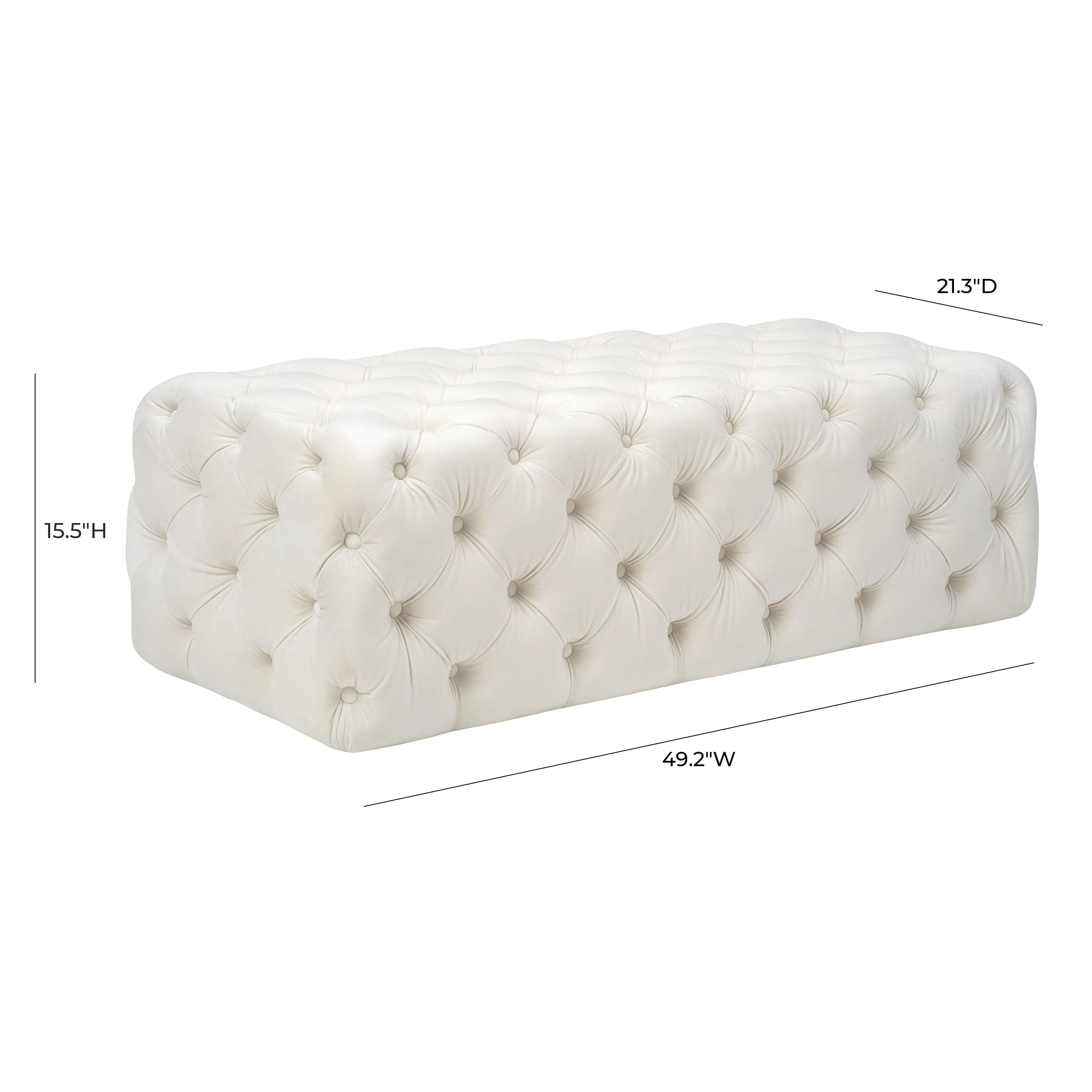 Kaylee Cream Velvet Ottoman