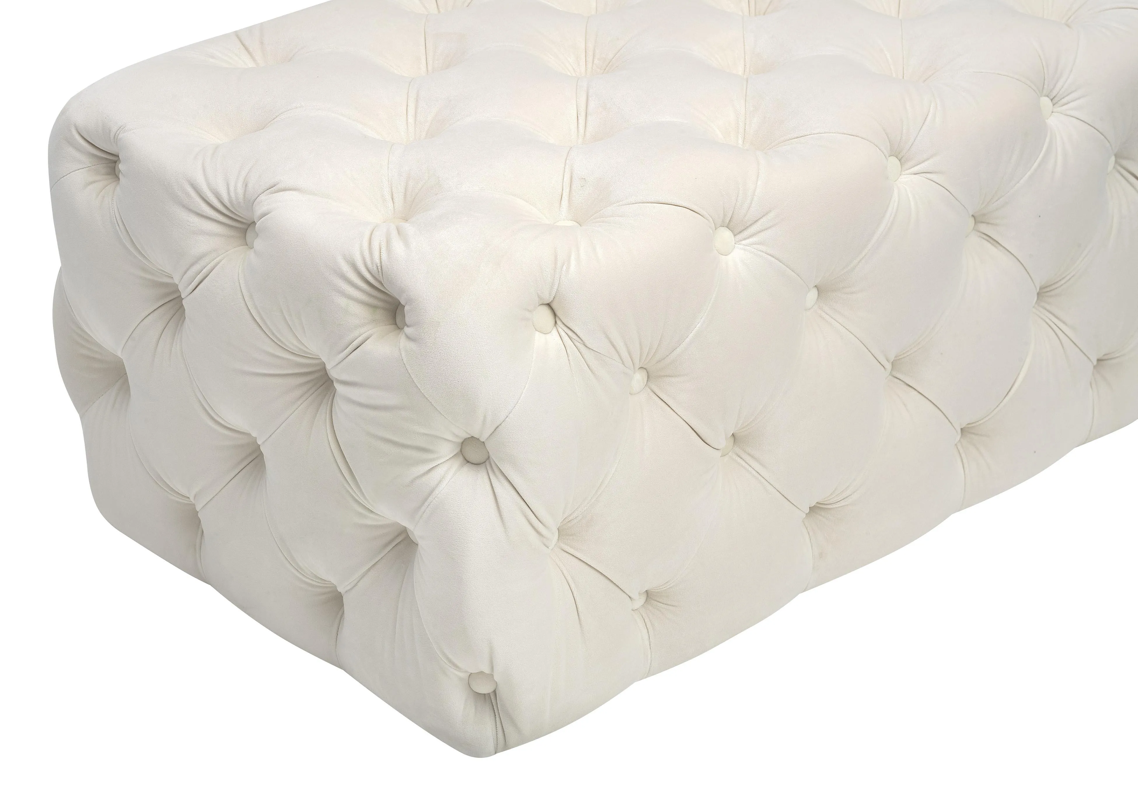Kaylee Cream Velvet Ottoman