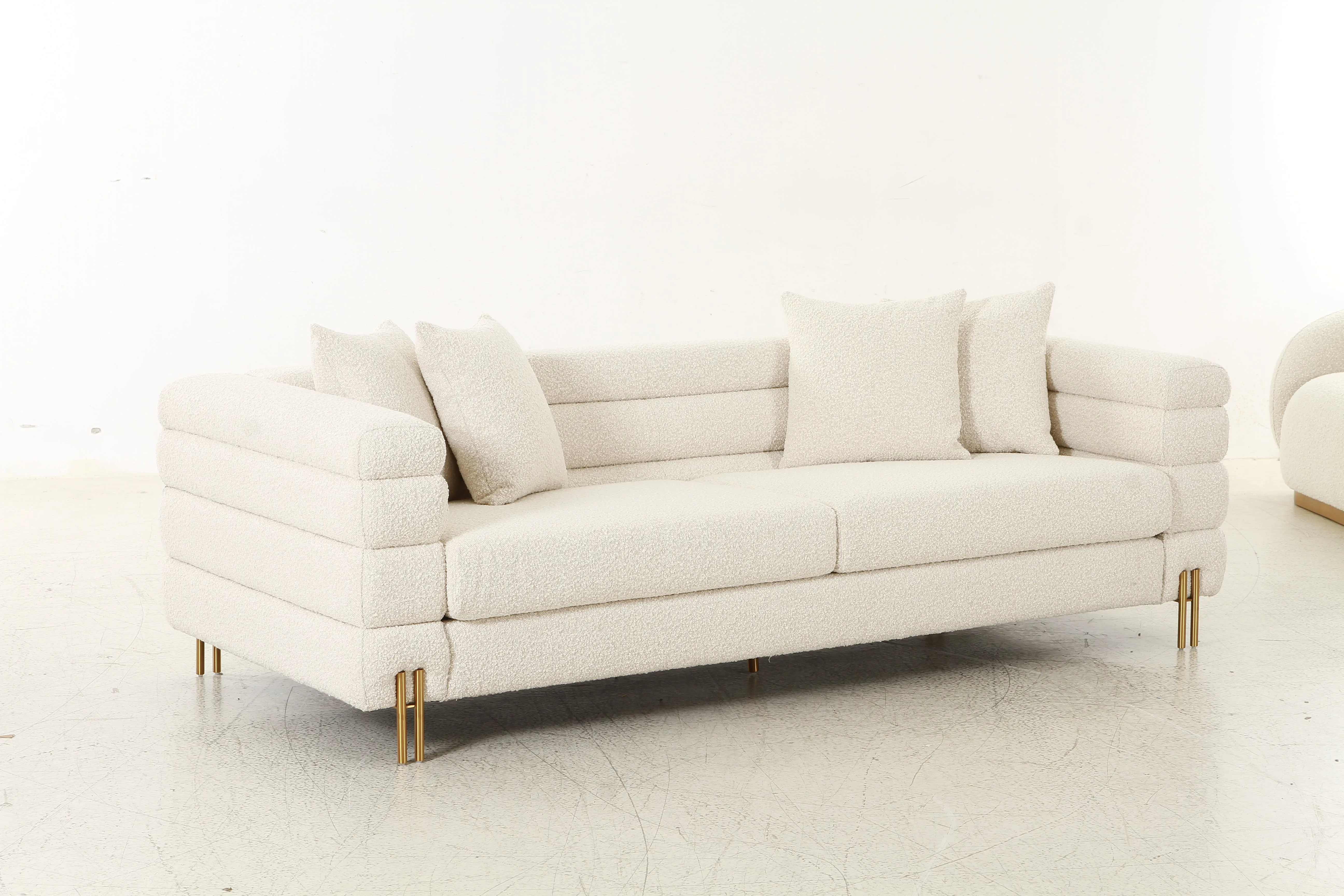 Layers Square Boucl Cream Sofa