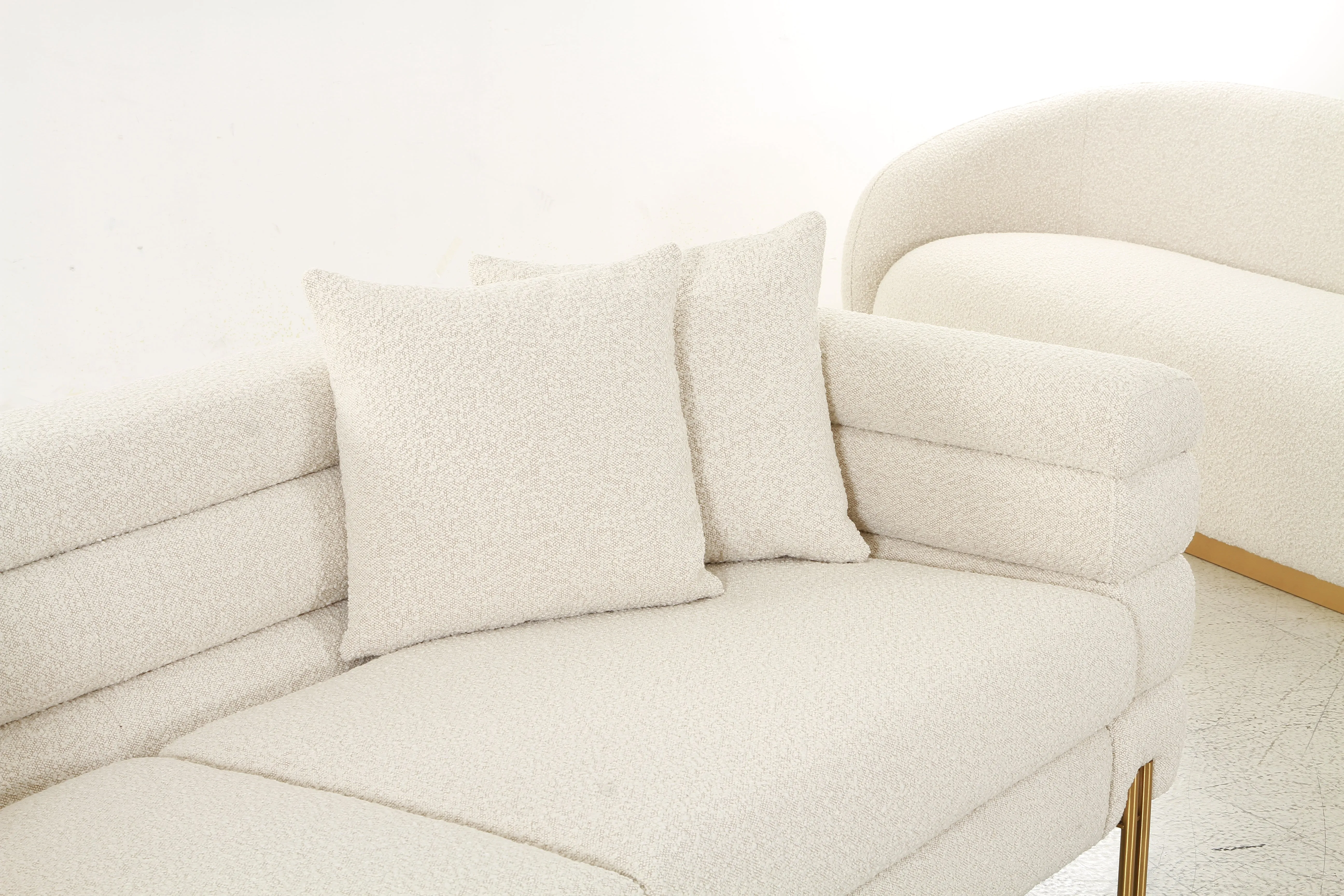 Layers Square Boucl Cream Sofa