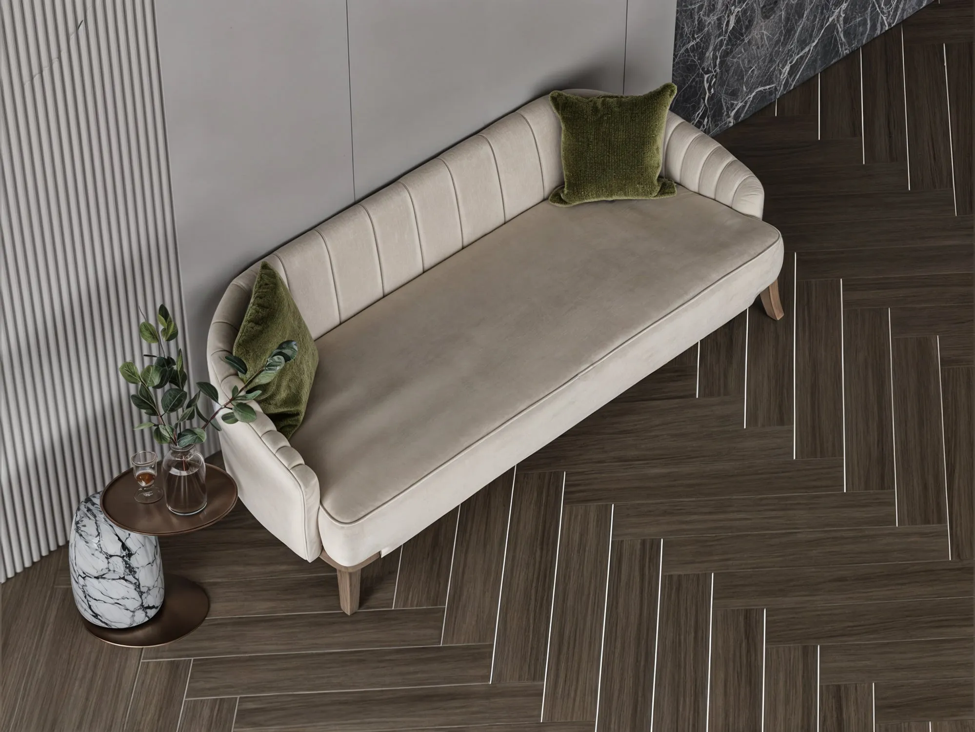 Light coffee chanel sofa 220x85x45 cm