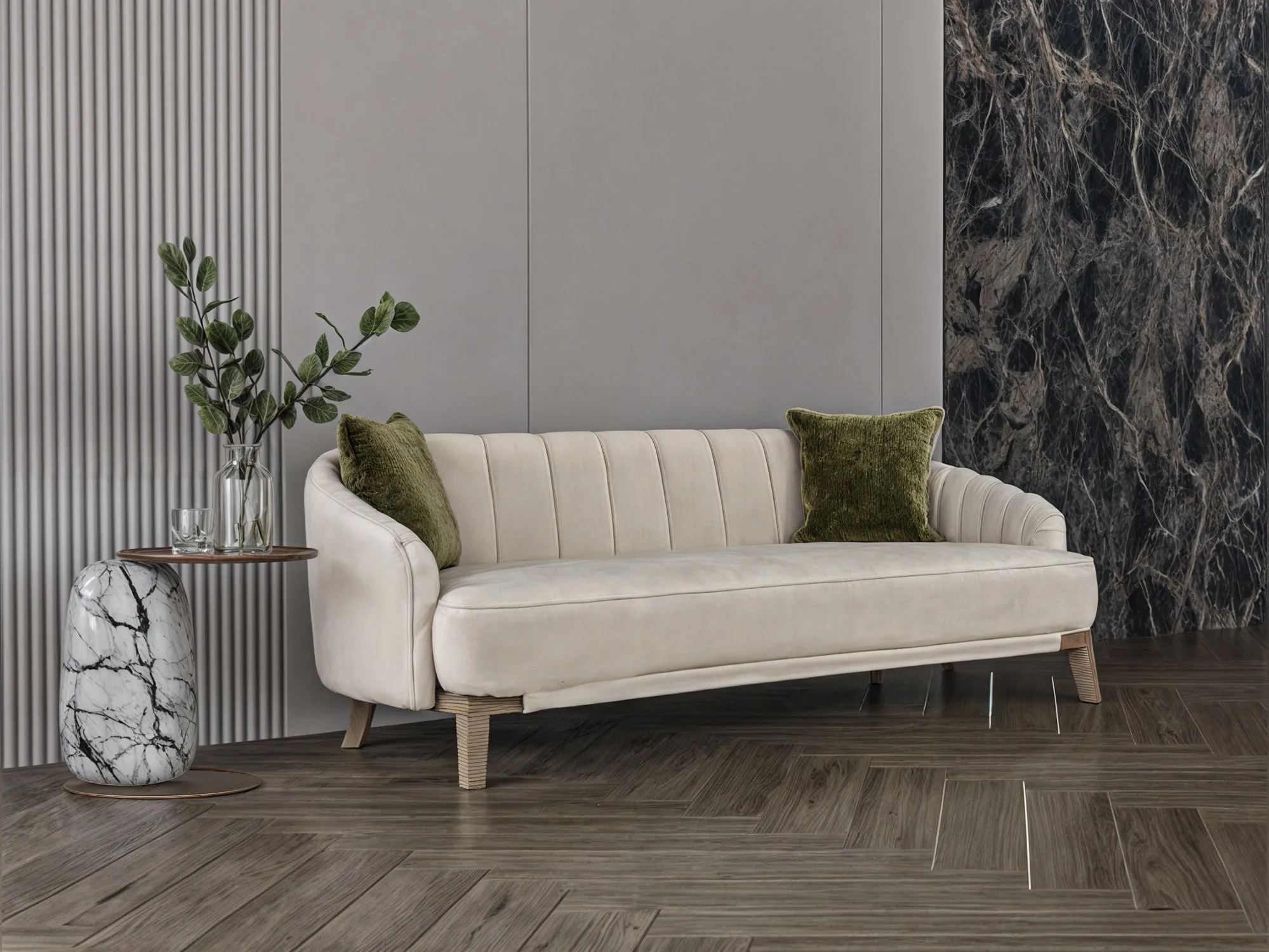 Light coffee chanel sofa 220x85x45 cm