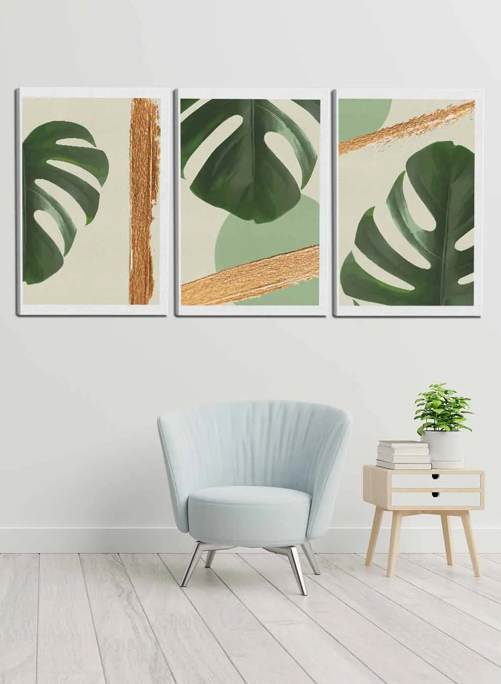 Luxury Plant Leaves Paintings(set of 3)