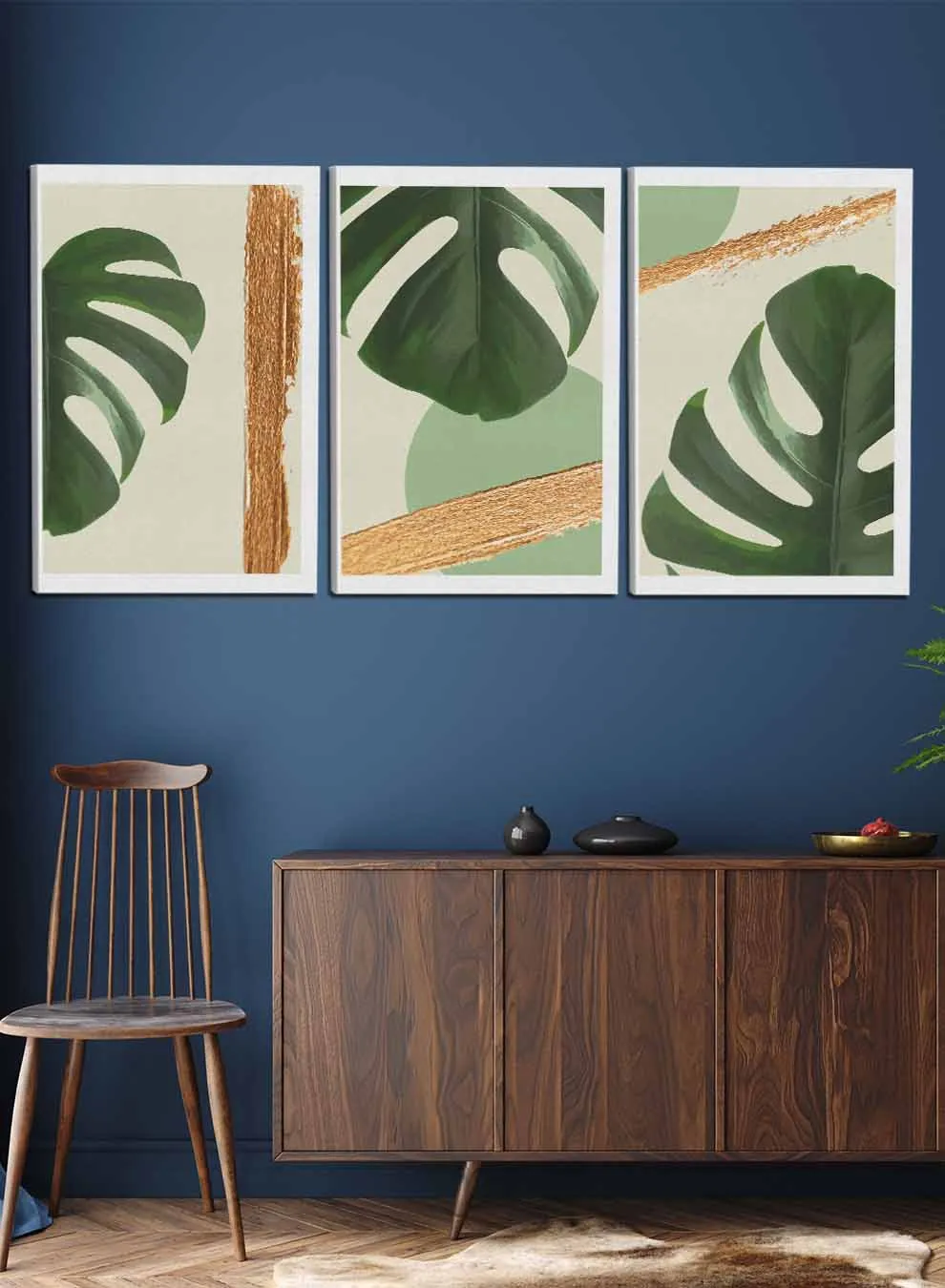 Luxury Plant Leaves Paintings(set of 3)