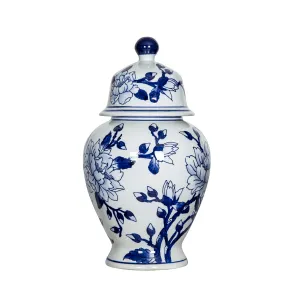 Magnolia Ginger Jar,Blue/White