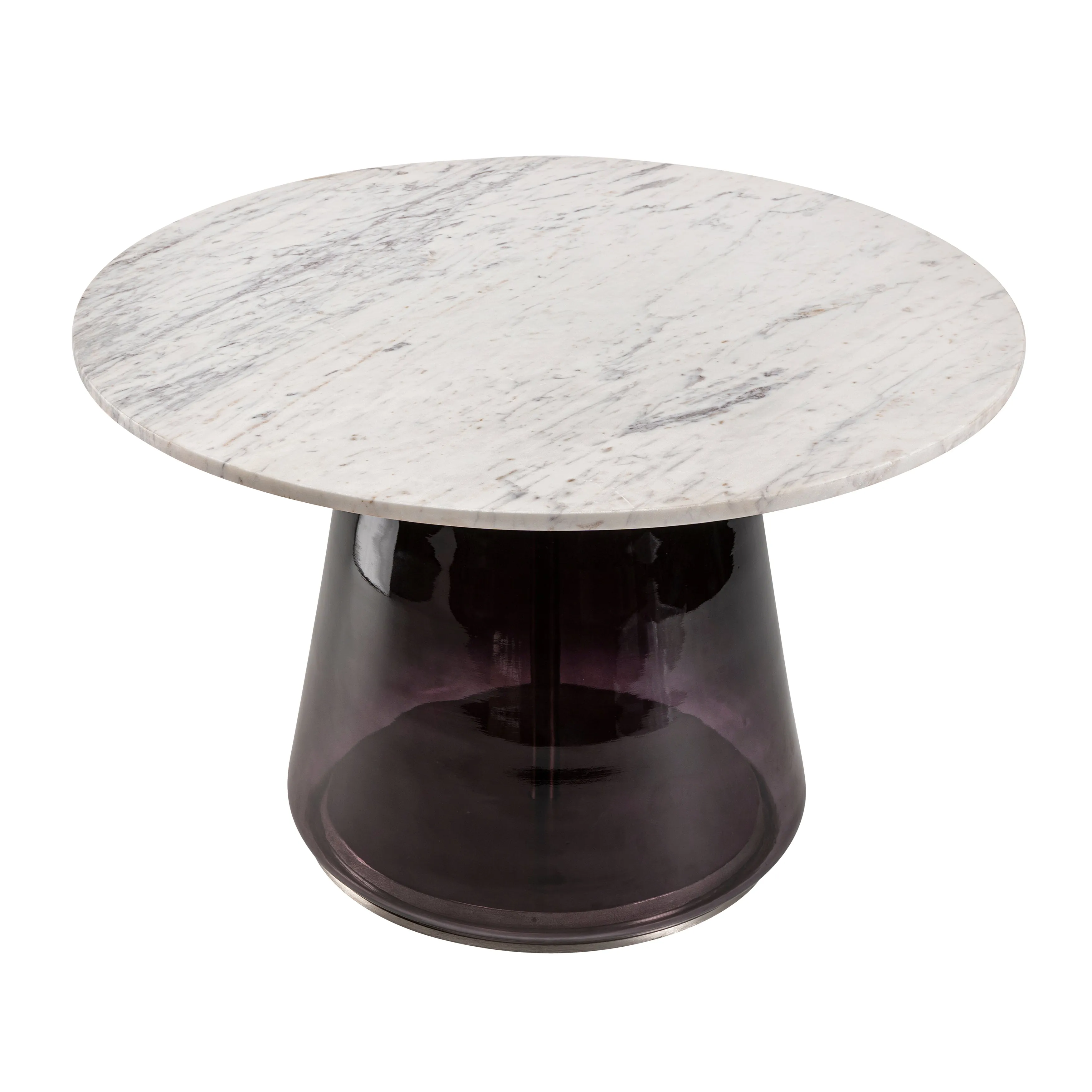 MARBLE TOP, 19"H COFFEE TABLE GLS BASE, PRPL/WHT
