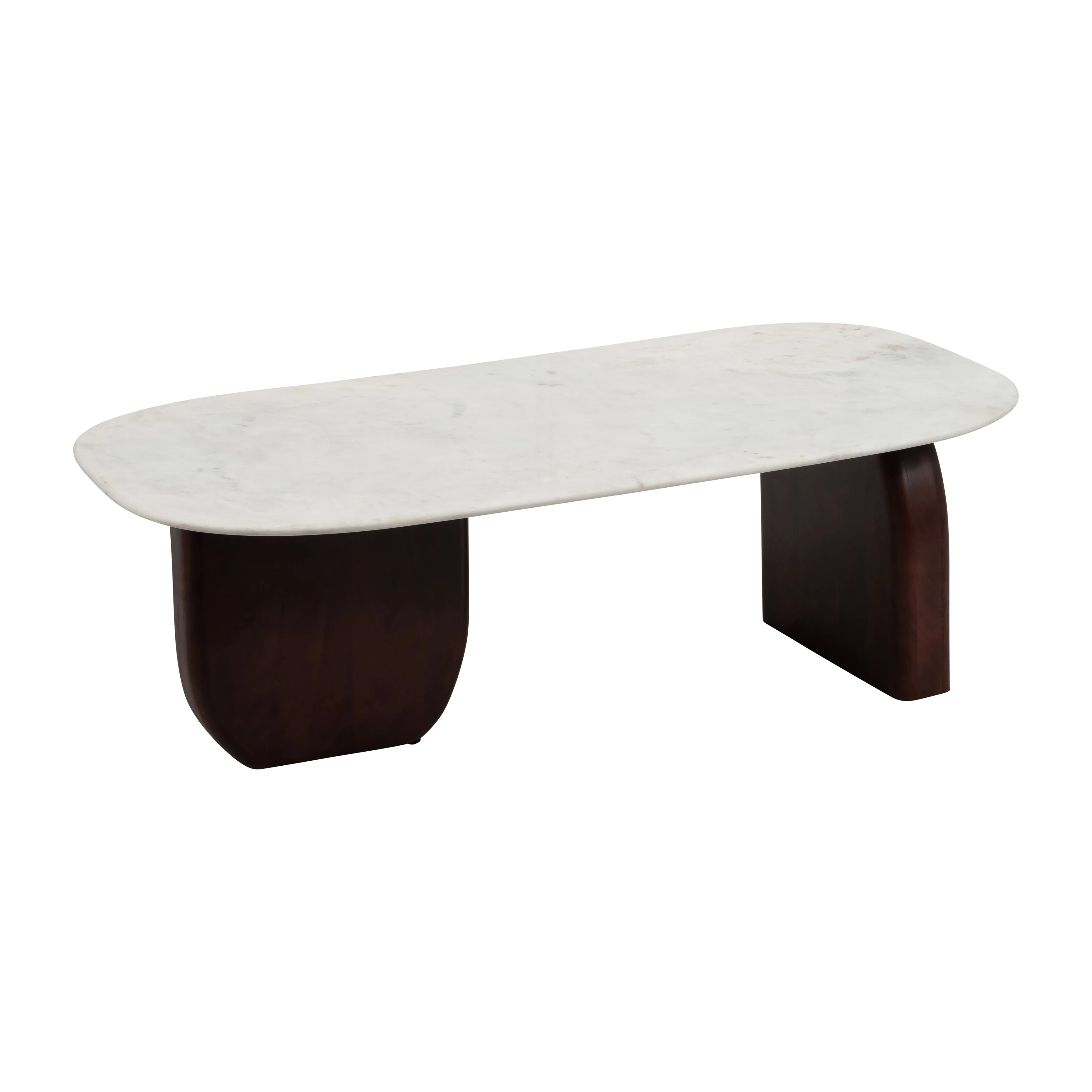 MARBLE/WOOD, 48"DX16"H COFFEE TBL, WLNT/WHT KD