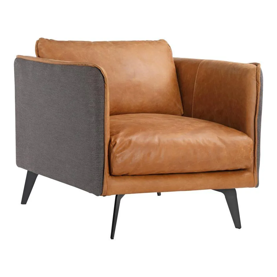 Messina Leather Arm Chair Cigare Tan Leather