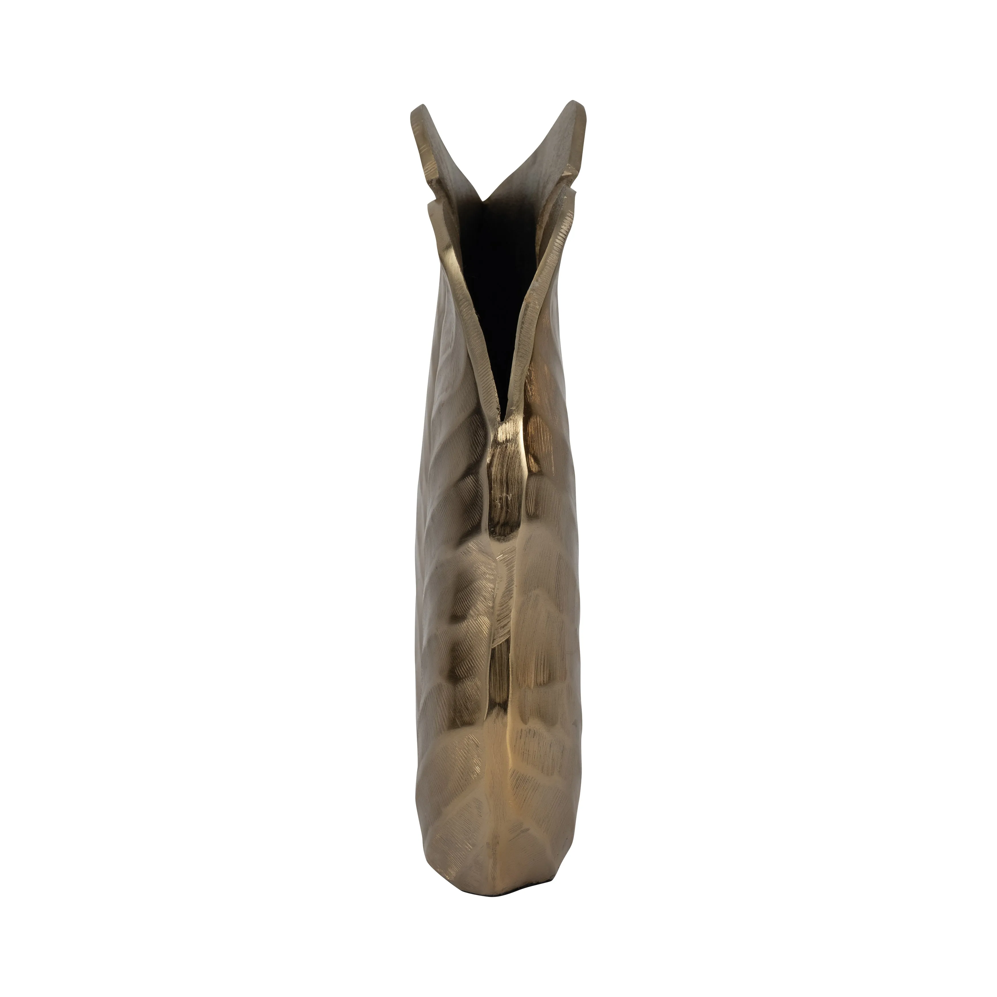 Metal, 12" Botanic Wide Leaf Vase, Gold