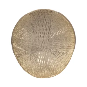 METAL, 12" ETCHED OVAL VASE, CHAMPAGNE