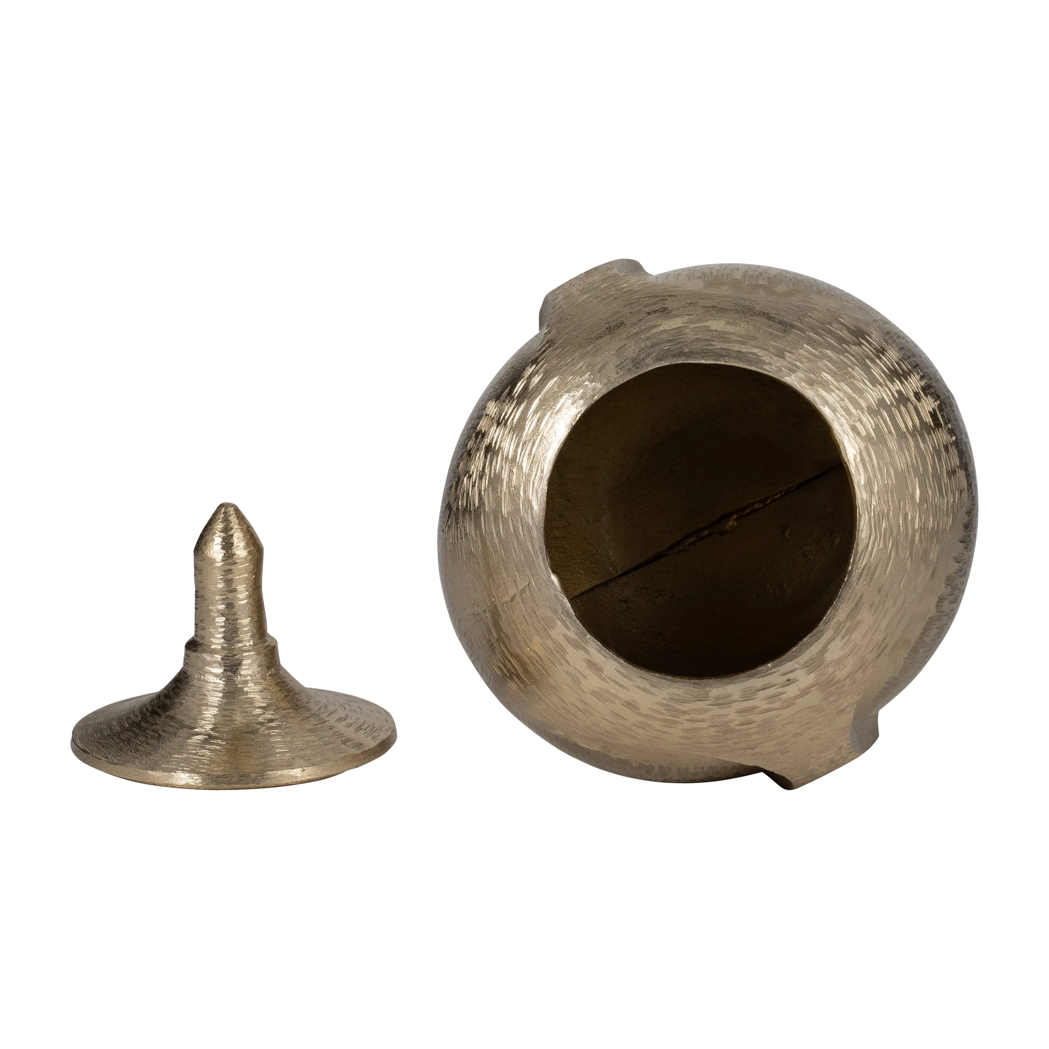METAL, 13" FACE JAR WITH LID, CHAMPAGNE