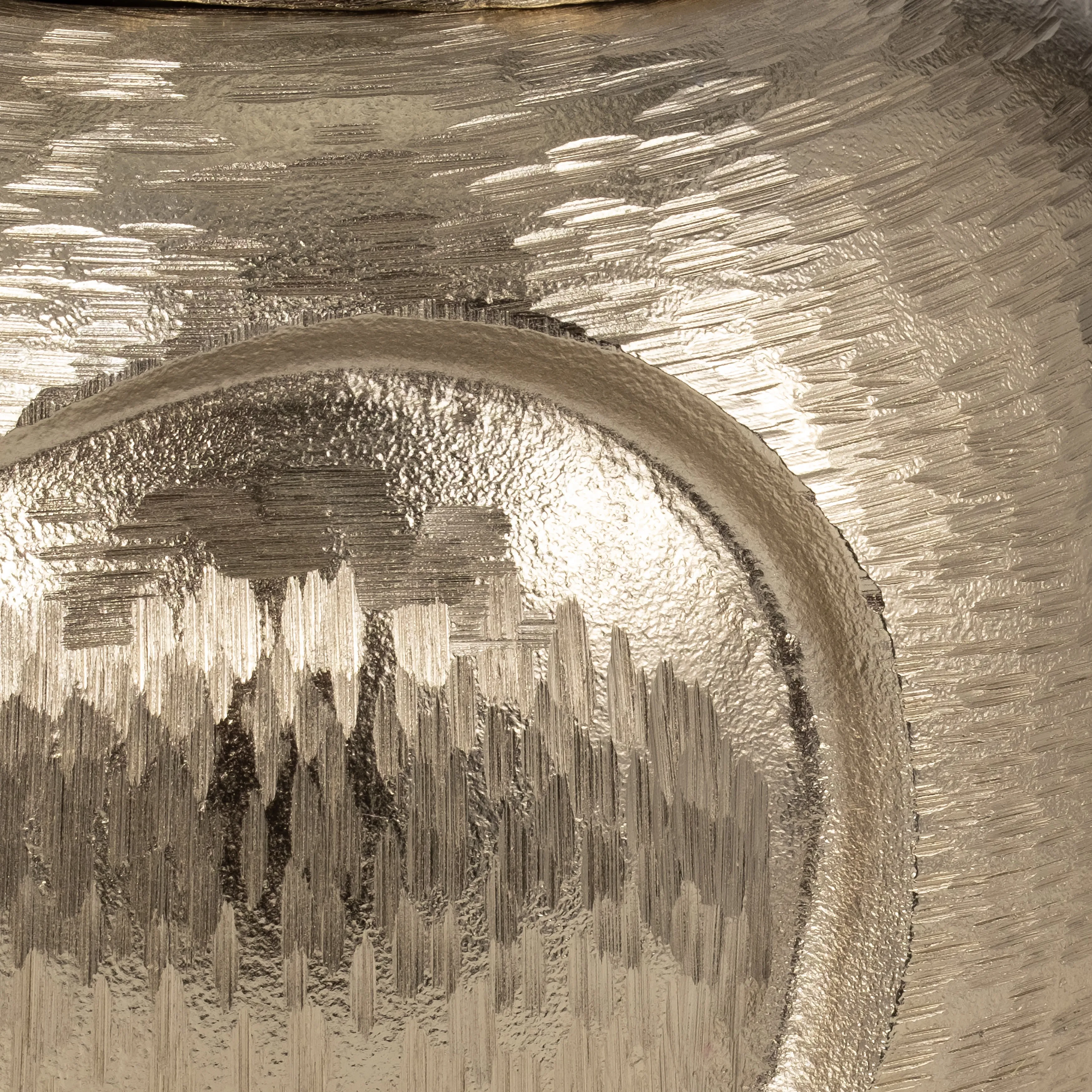METAL, 13" FACE JAR WITH LID, CHAMPAGNE