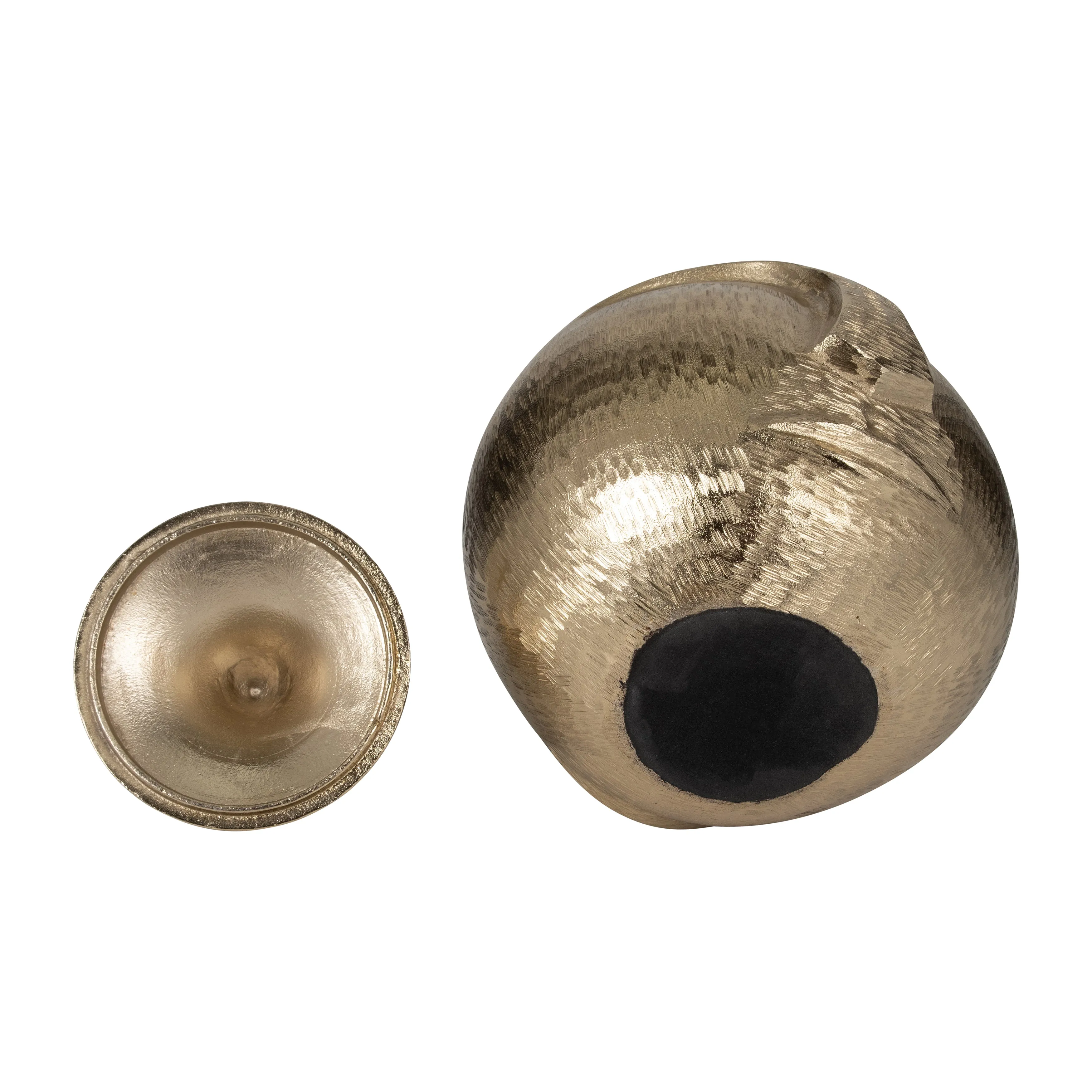 METAL, 13" FACE JAR WITH LID, CHAMPAGNE