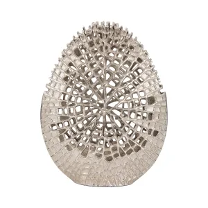 METAL, 14" CONTEMPORARY VASE, SILVER