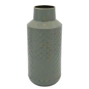 METAL 14"H TEXTURED VASE, GREEN
