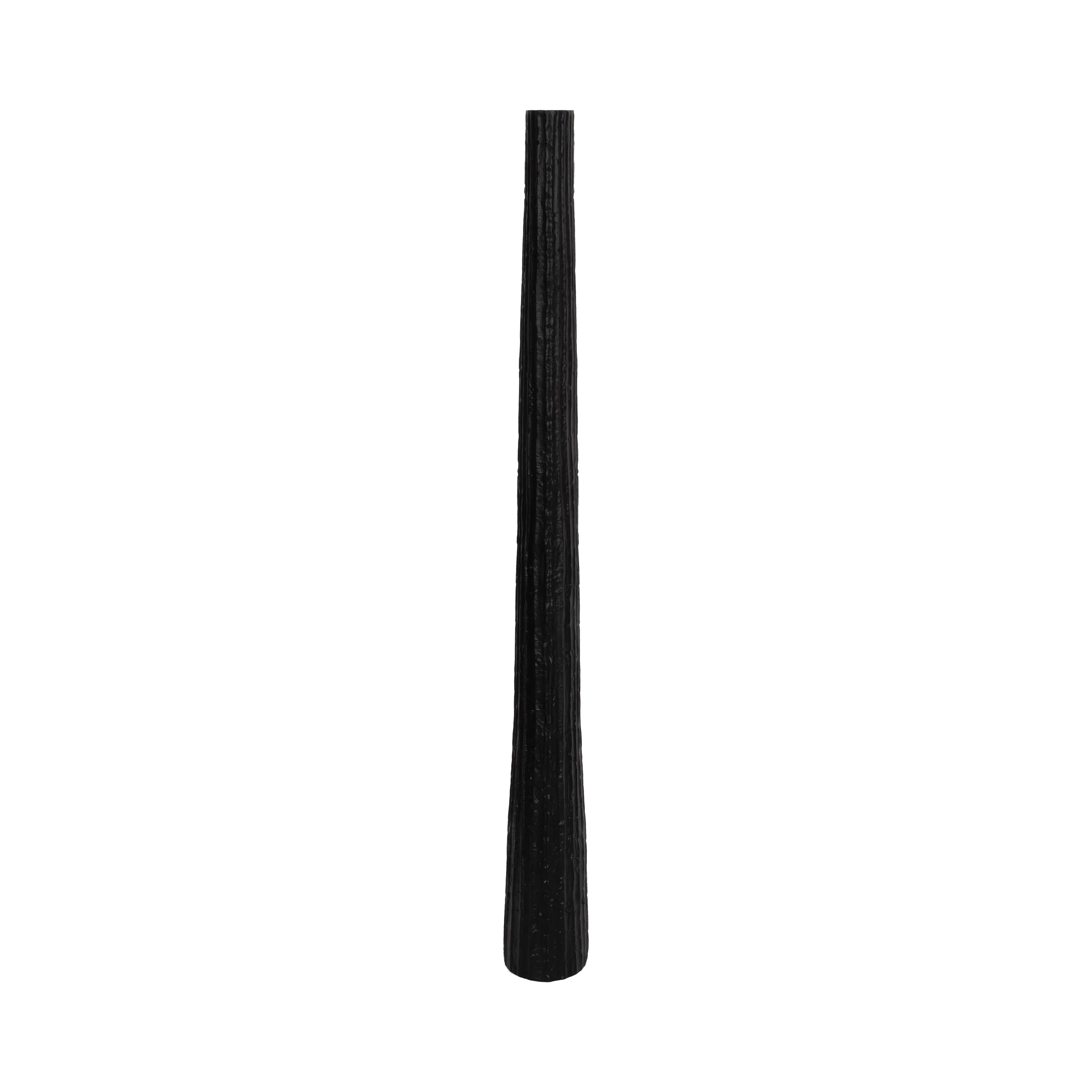 METAL, 48" RIBBED FLOOR VASE, BLACK