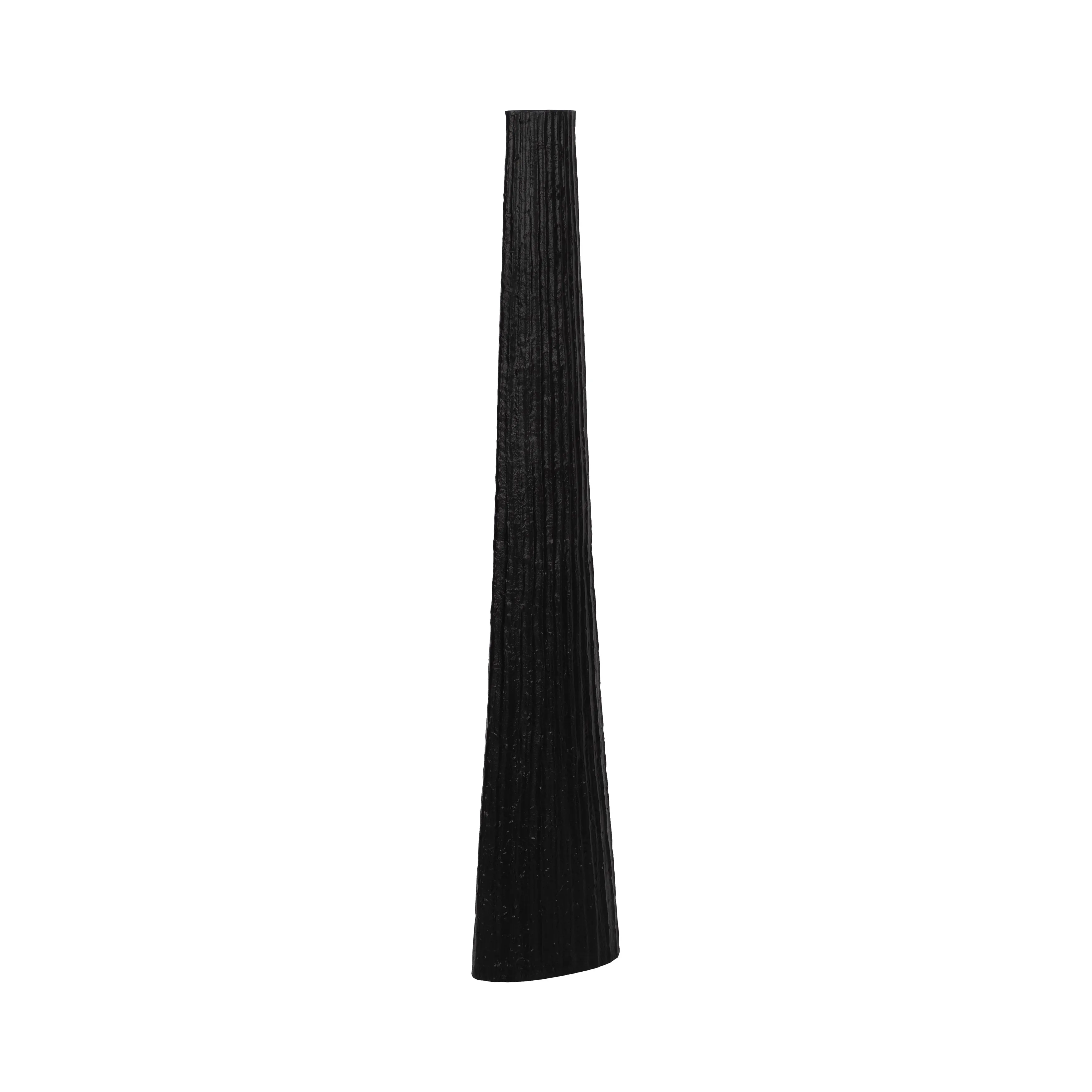METAL, 48" RIBBED FLOOR VASE, BLACK
