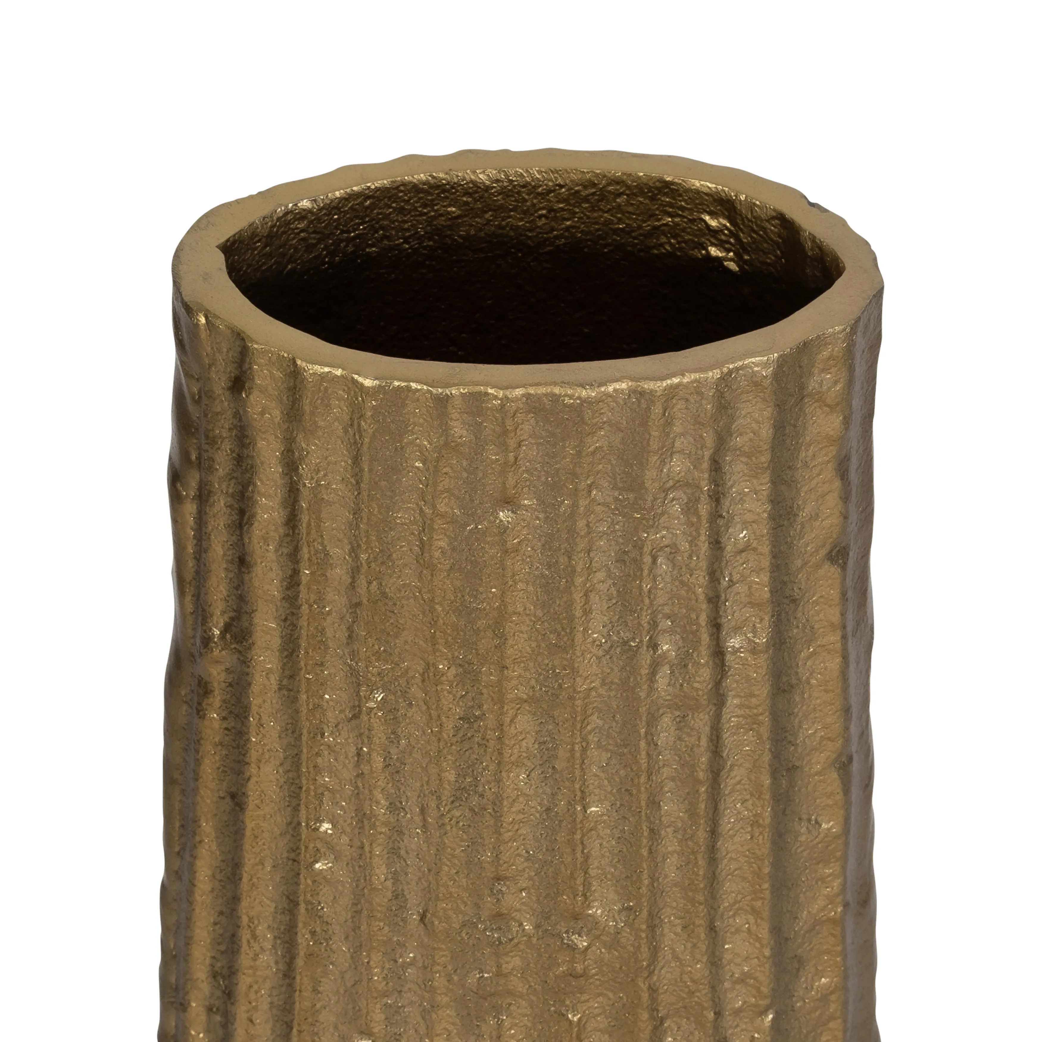 METAL, 58" RIBBED FLOOR VASE, GOLD