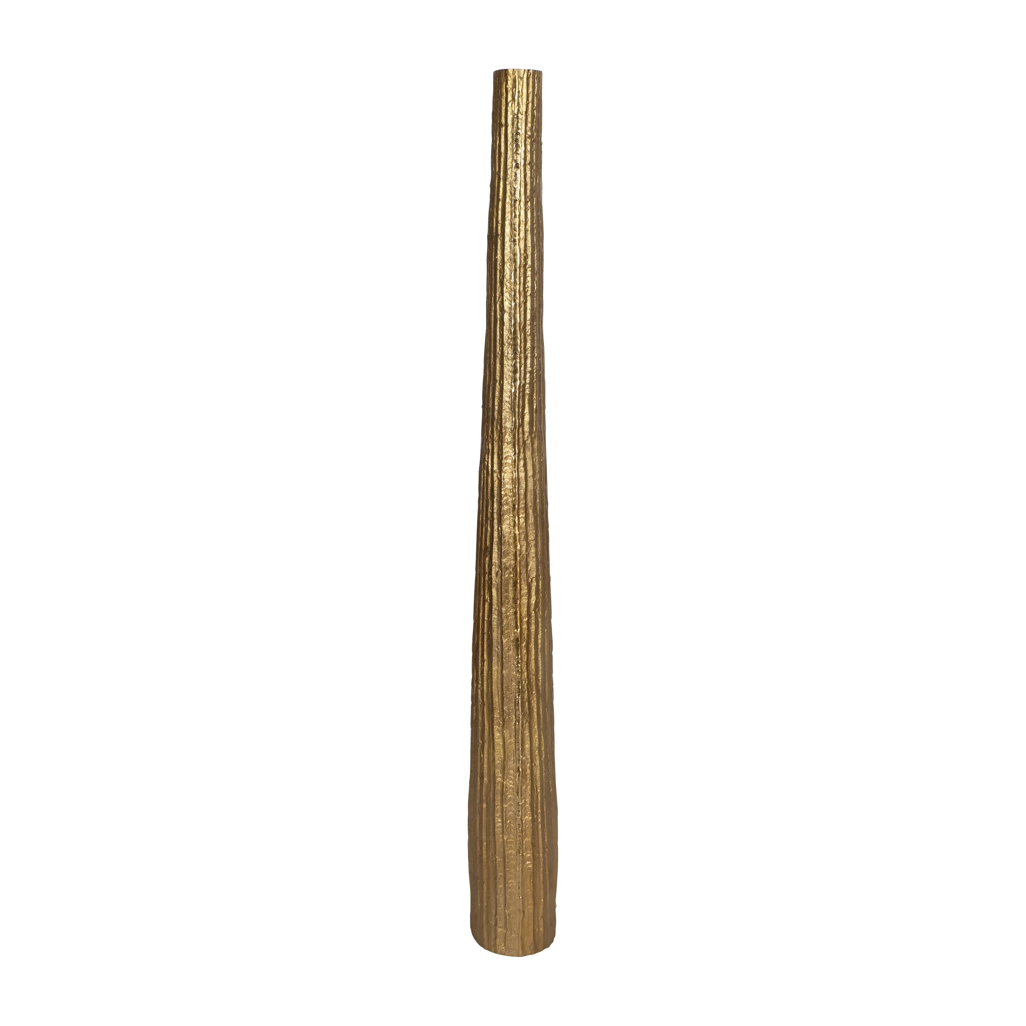METAL, 58" RIBBED FLOOR VASE, GOLD