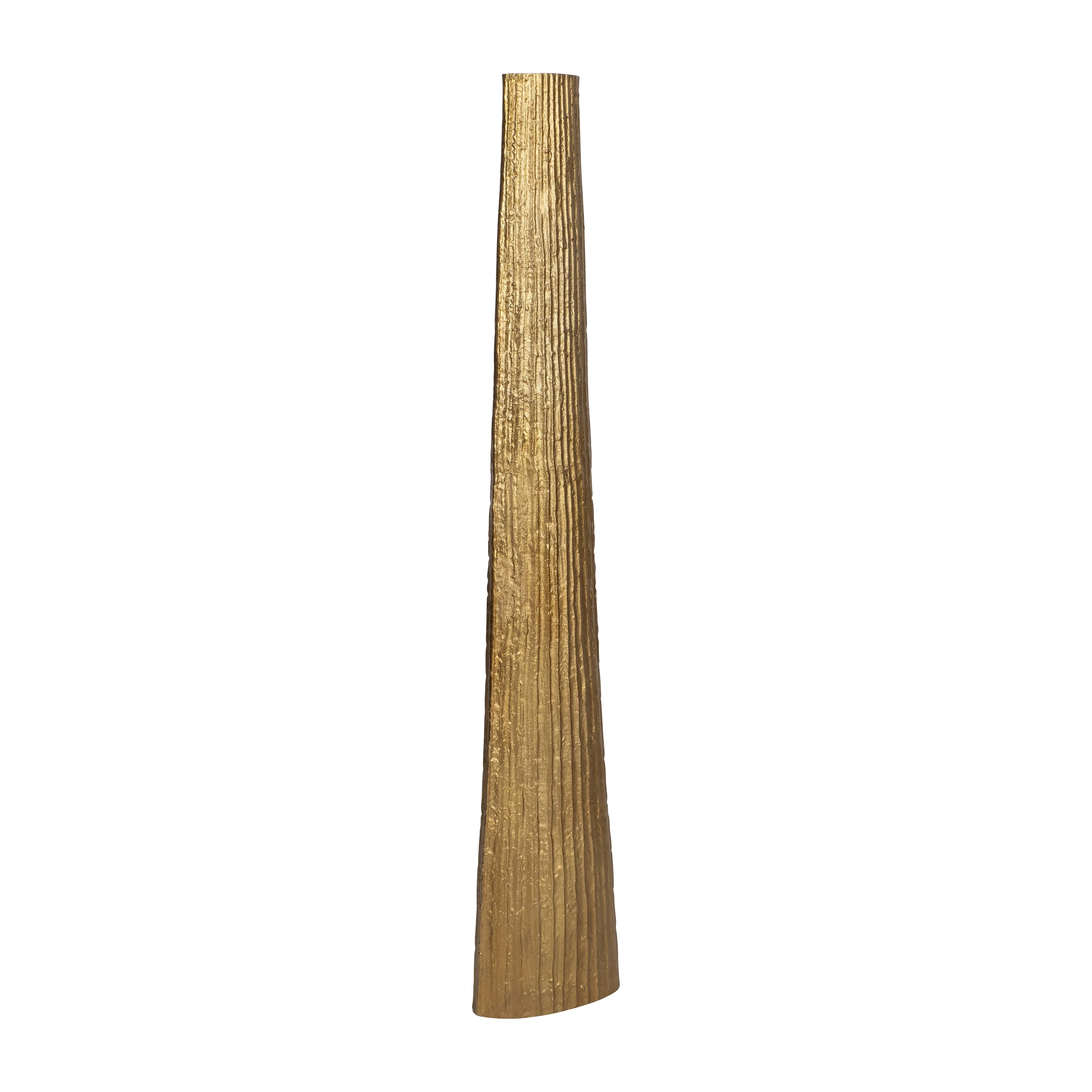 METAL, 58" RIBBED FLOOR VASE, GOLD