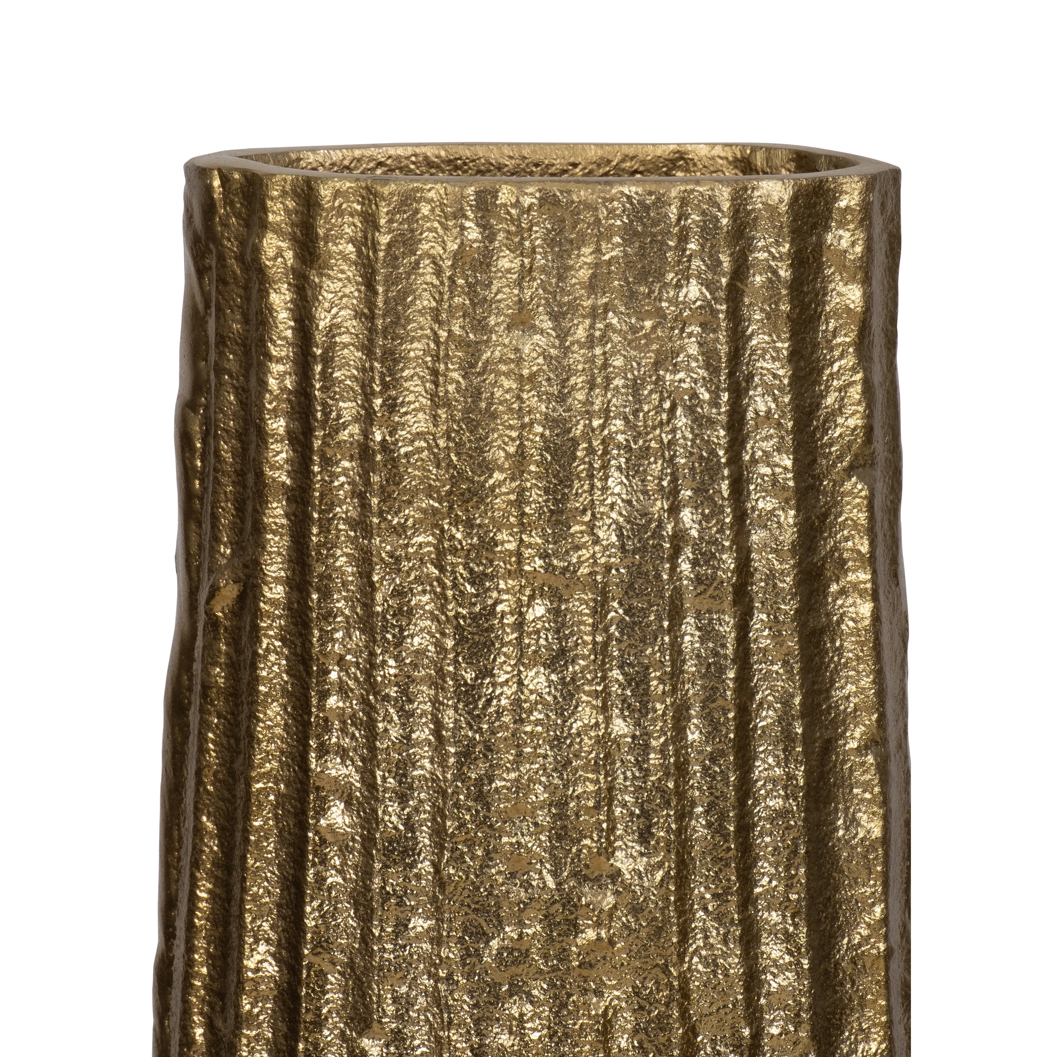 METAL, 58" RIBBED FLOOR VASE, GOLD