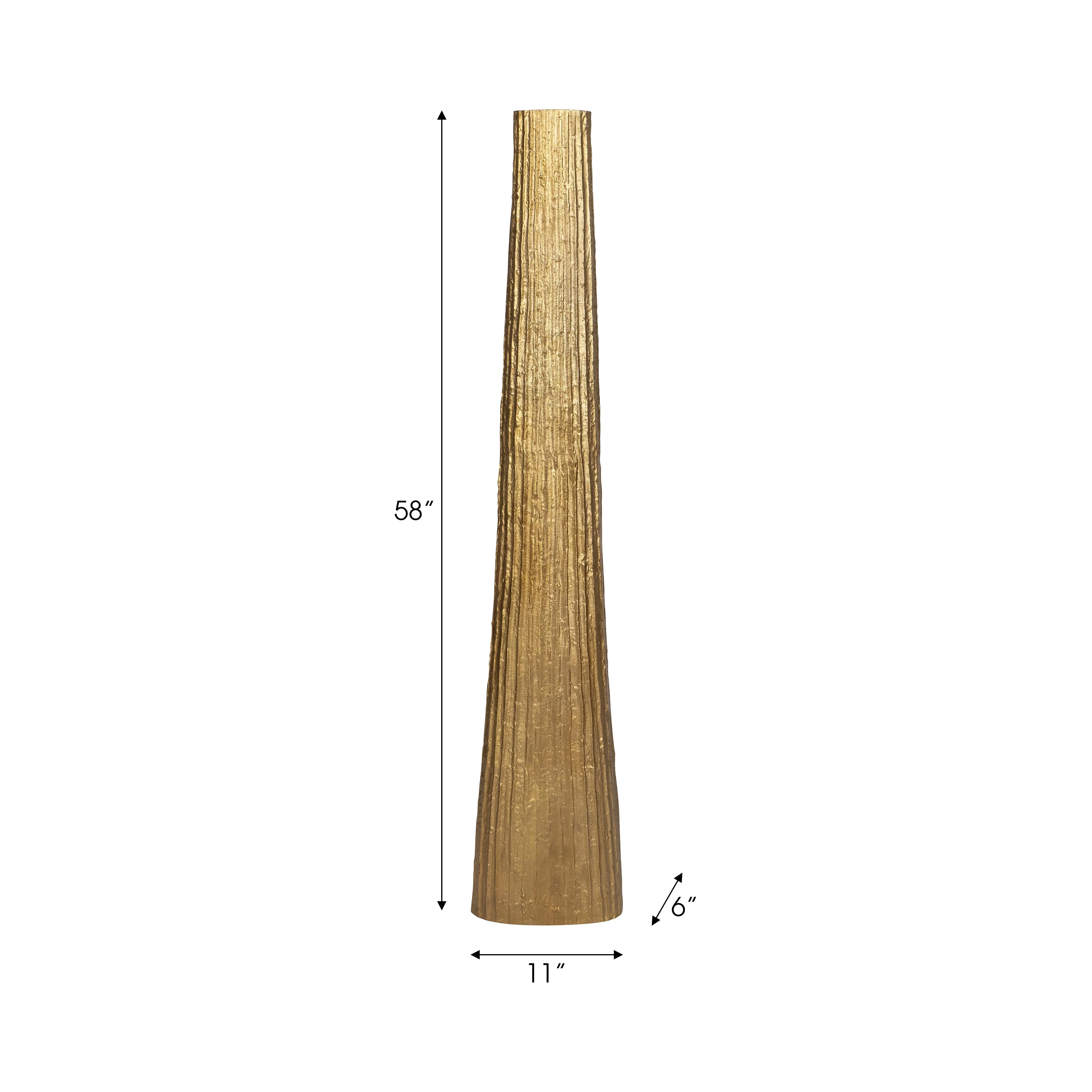 METAL, 58" RIBBED FLOOR VASE, GOLD