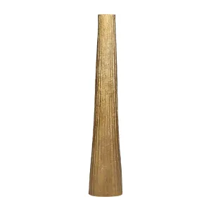 METAL, 58" RIBBED FLOOR VASE, GOLD