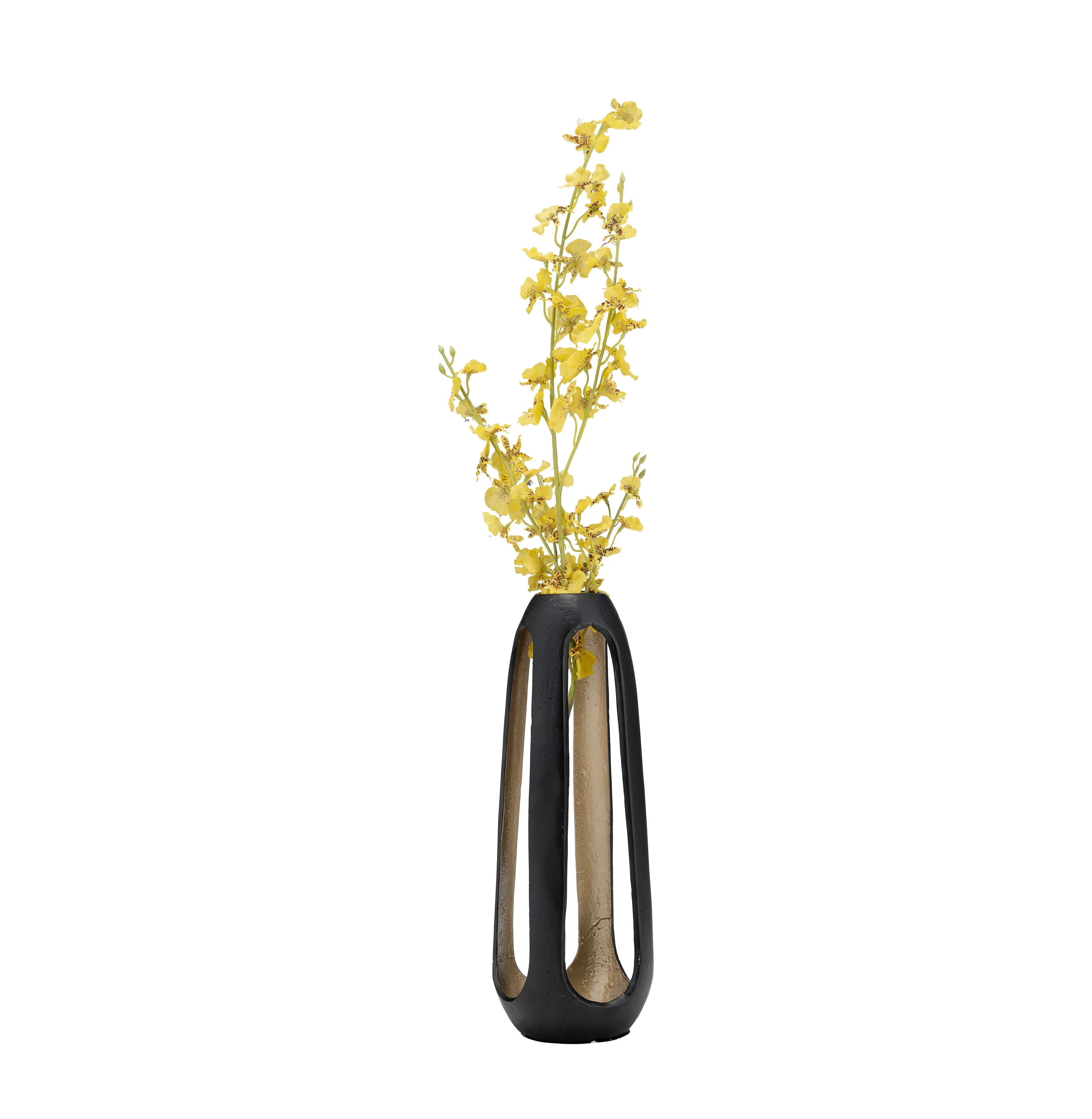 METAL,18"H,OPEN VASE,MATTE BLACK