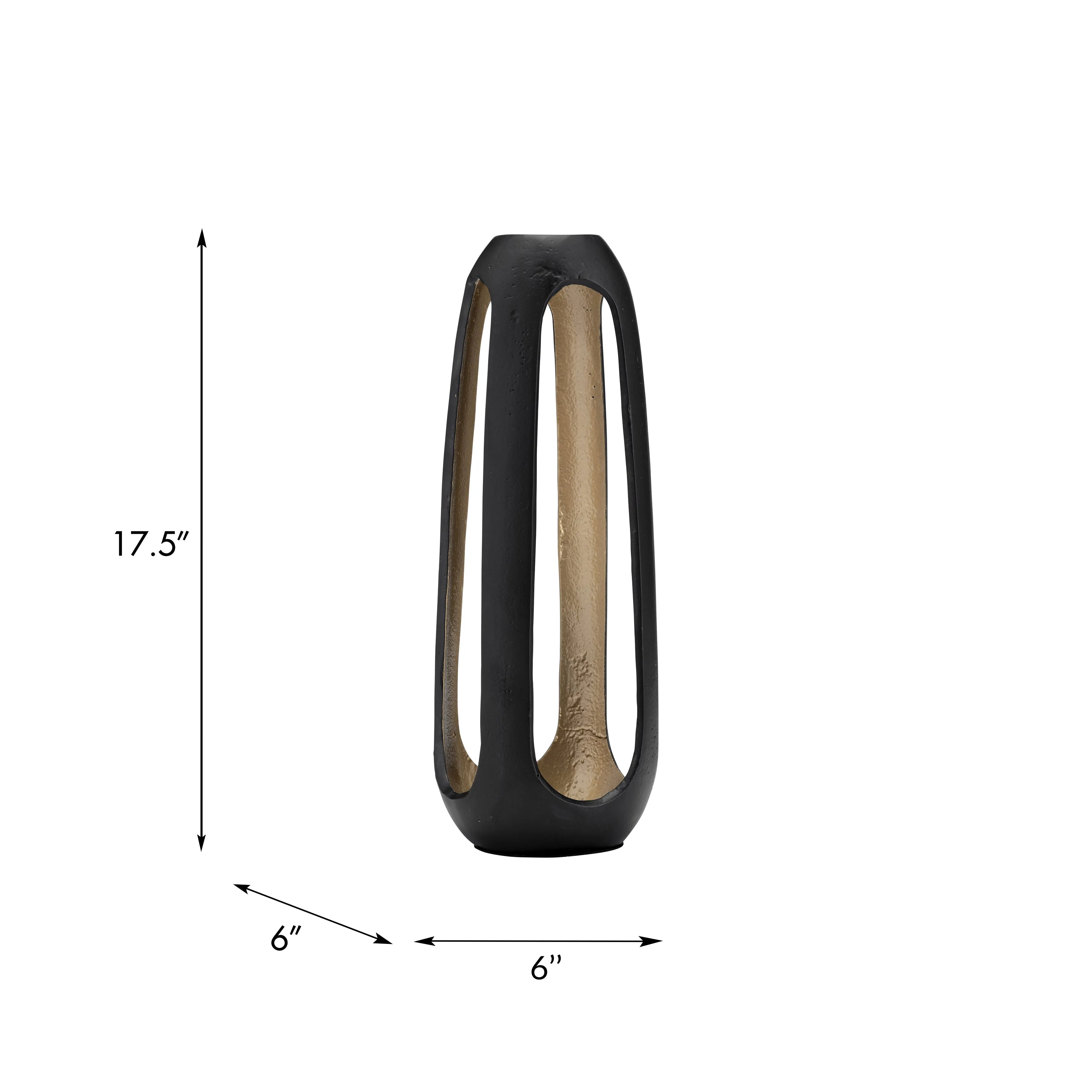 METAL,18"H,OPEN VASE,MATTE BLACK