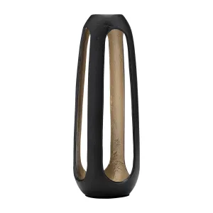 METAL,18"H,OPEN VASE,MATTE BLACK