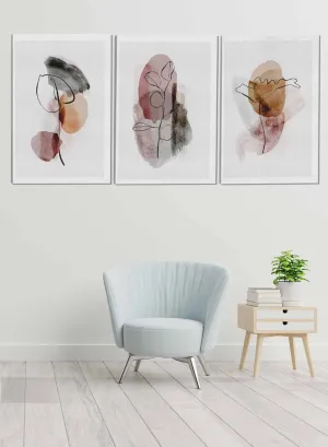 Modern Dark Watercolor Abstract Paintings(set of 3)