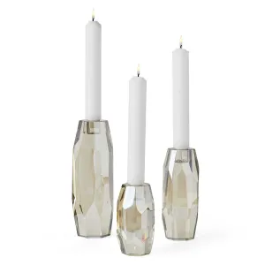 Multifaceted Taper Candleholders - Crystal, S/3