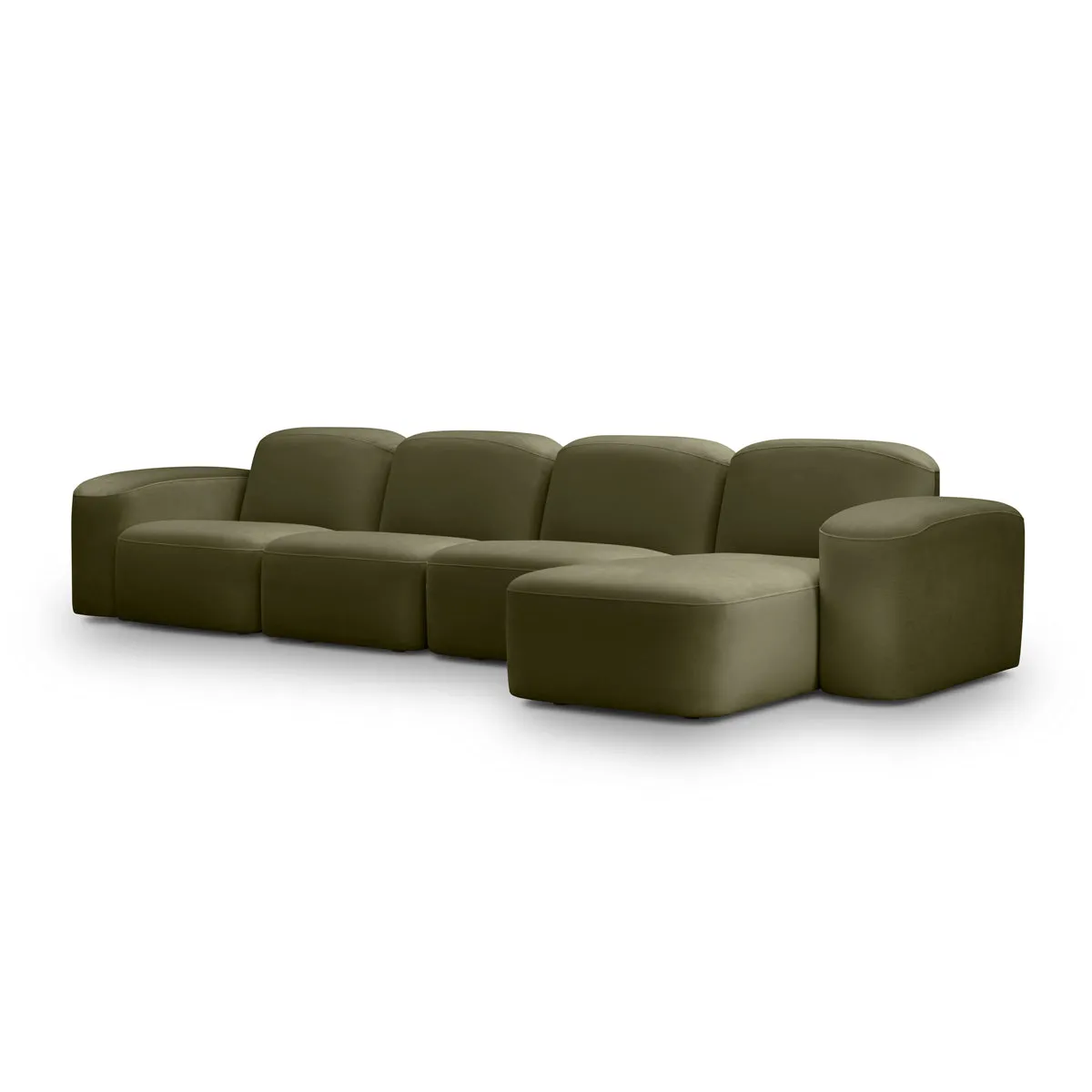 Muse 4 Seat RAF Modular Chaise Sofa (Malibu Matcha)