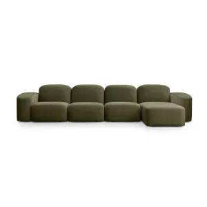 Muse 4 Seat RAF Modular Chaise Sofa (Malibu Matcha)