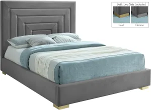 Nora Grey Velvet Full Bed