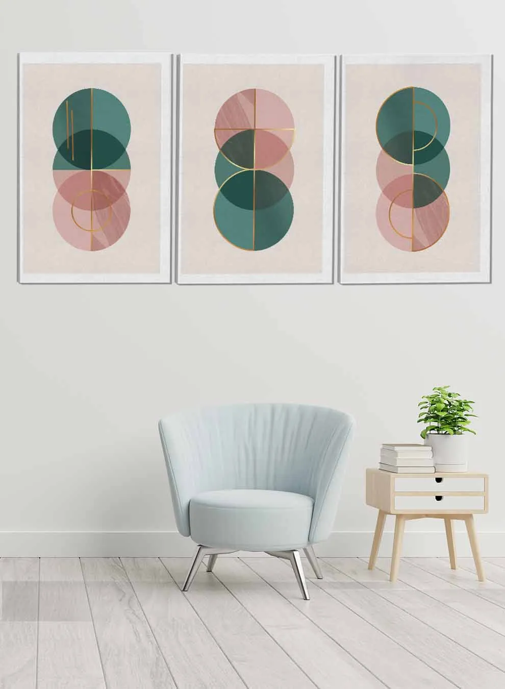 Overlapping Modern Circles Paintings(set of 3)