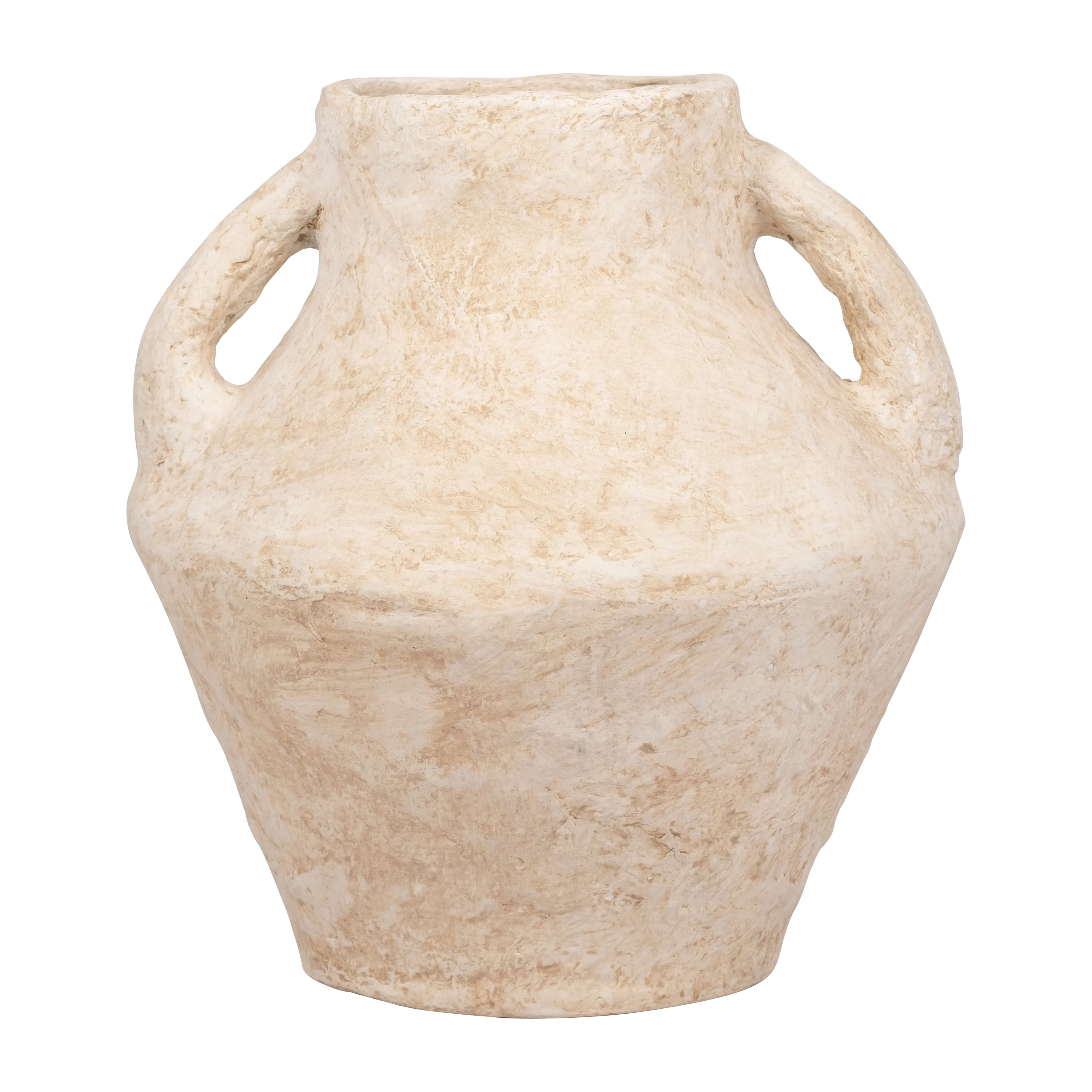 PAPER MACHE, 14" VASE WITH HANDLES, WHITE