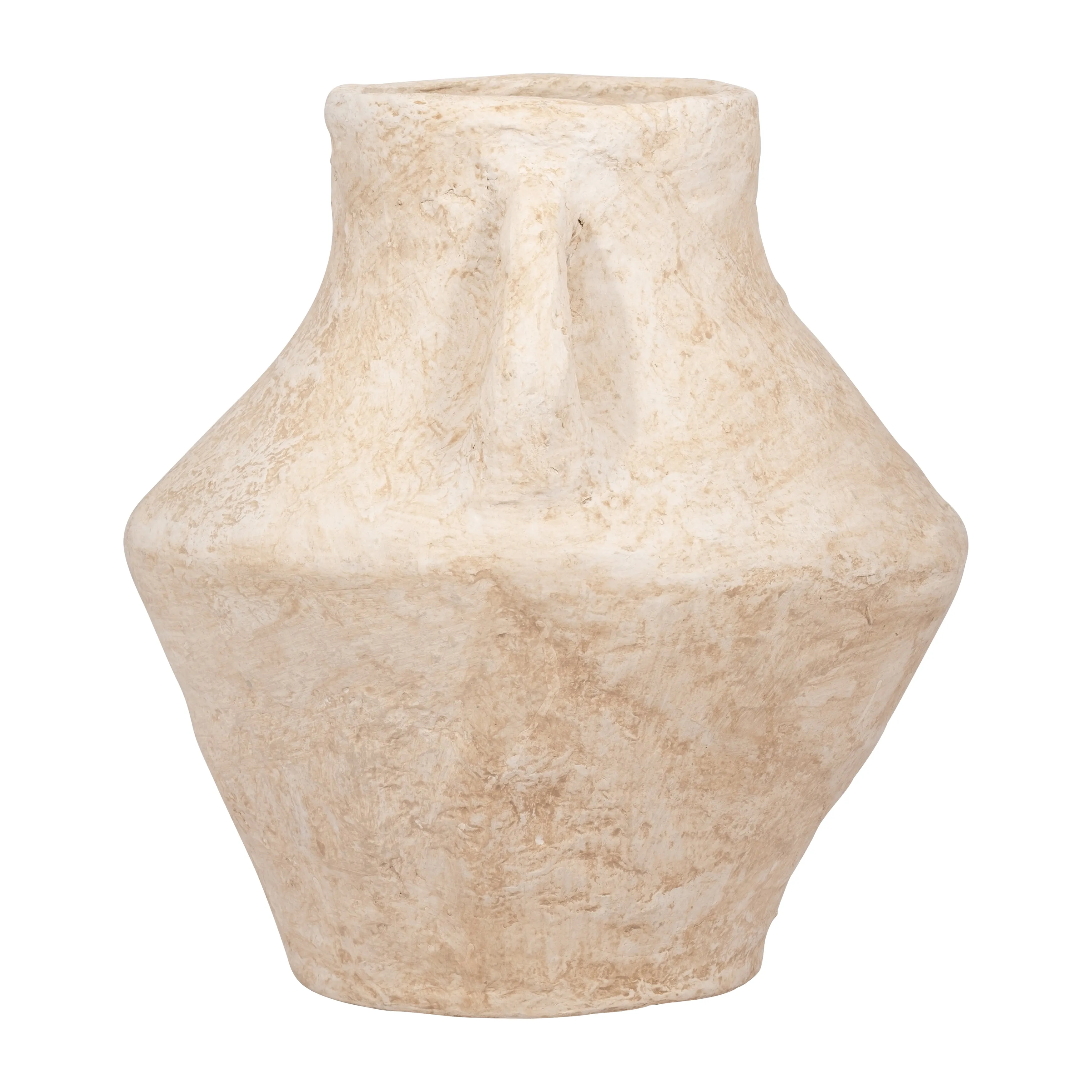 PAPER MACHE, 14" VASE WITH HANDLES, WHITE
