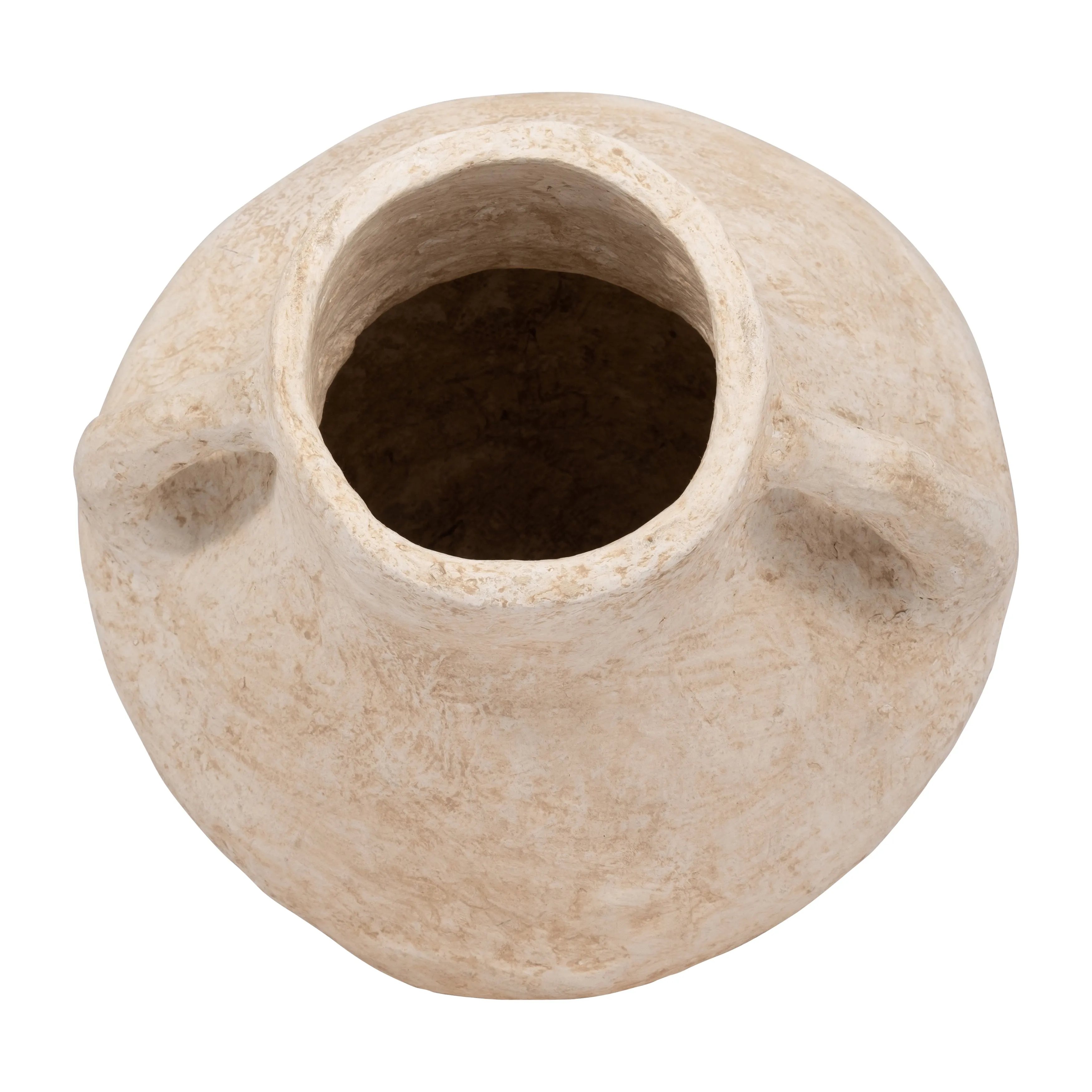 PAPER MACHE, 14" VASE WITH HANDLES, WHITE