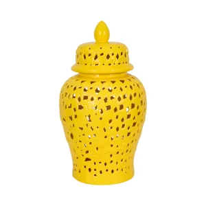 PIERCED YELLOW TEMPLE JAR 24"