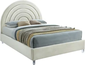 Rainbow Cream Velvet Queen Bed