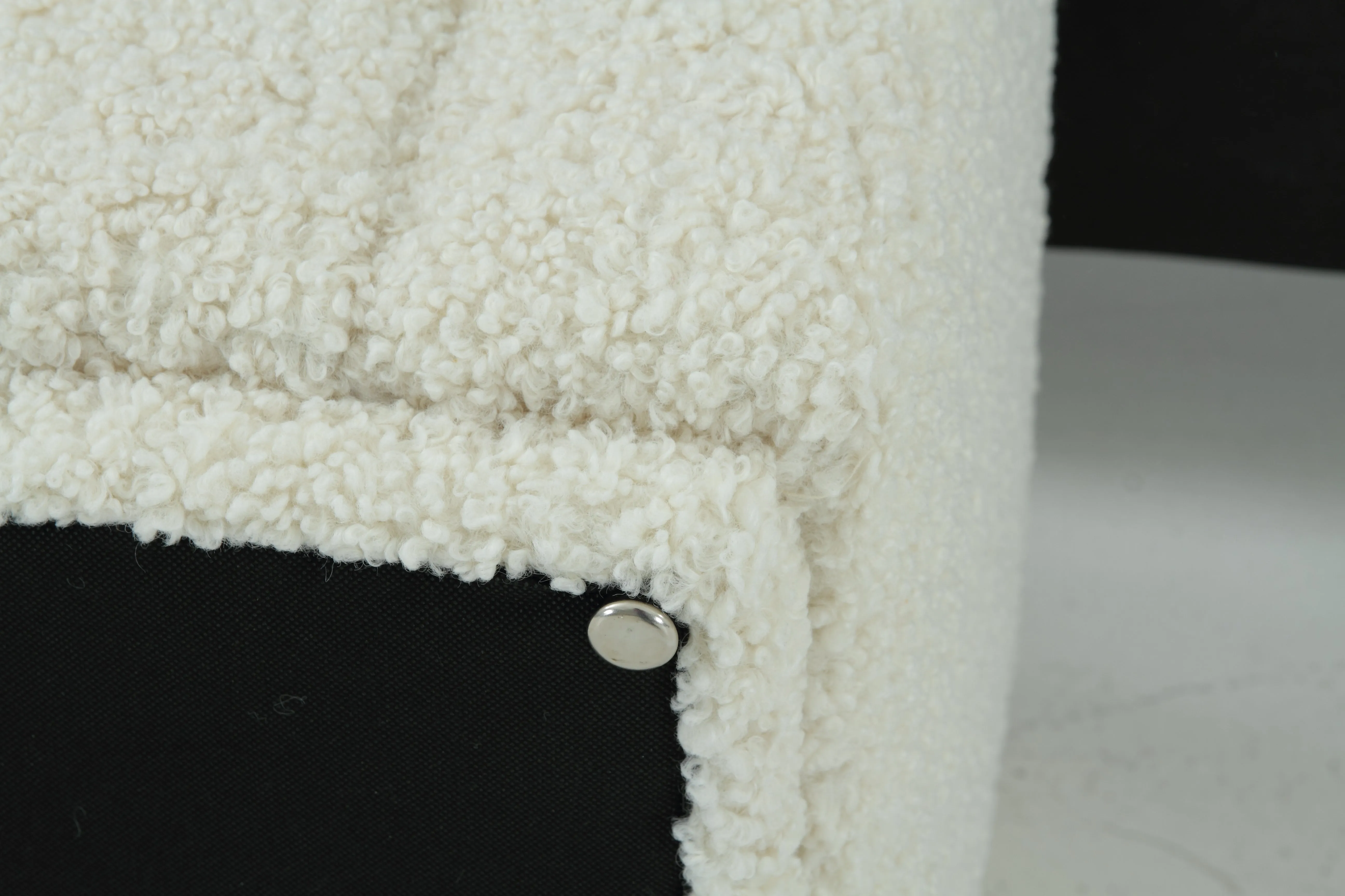Rolls Boucl Cream Ottoman